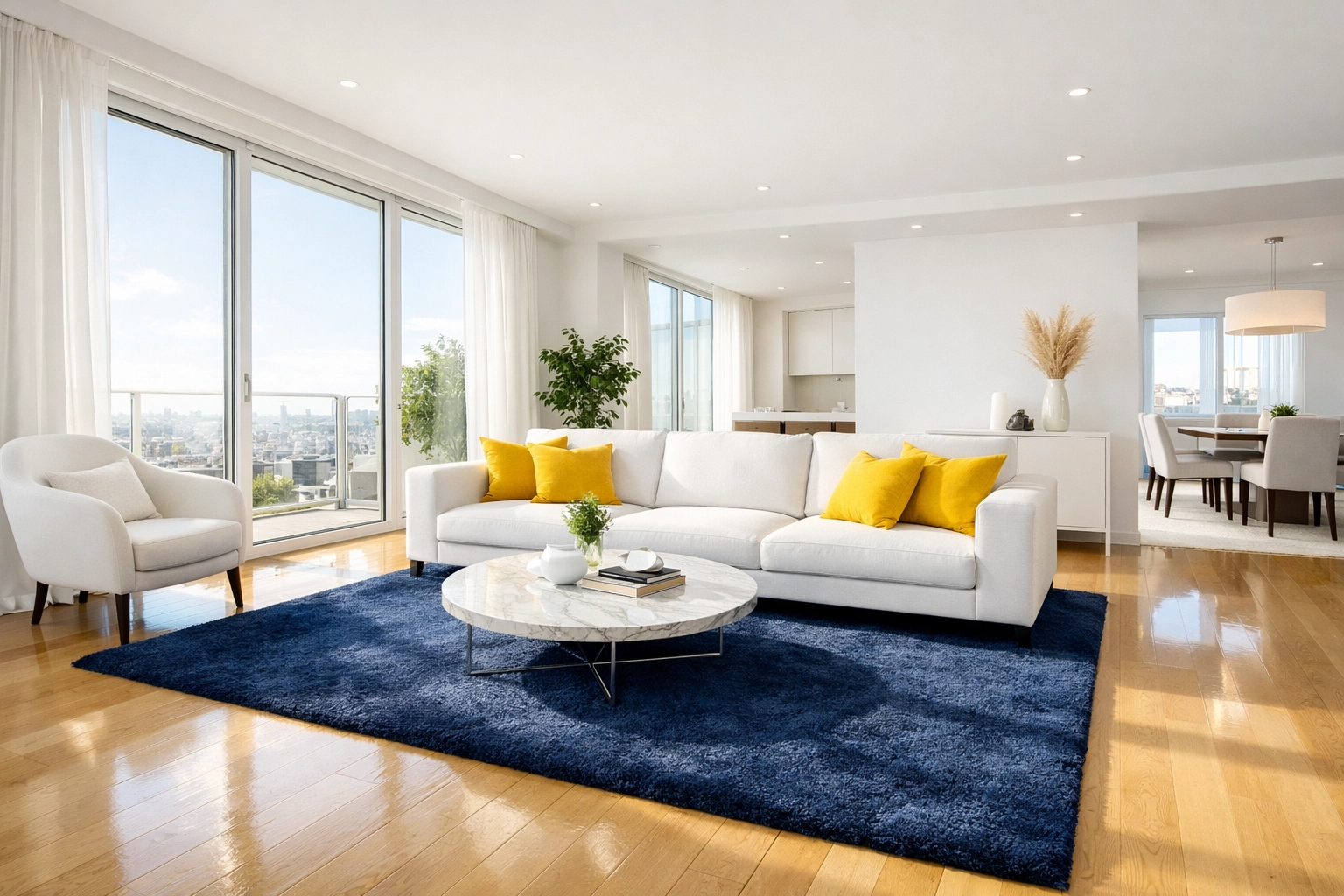 Sunlit living room featuring spotless floors from professional apartment cleaning services in Leominster, MA.