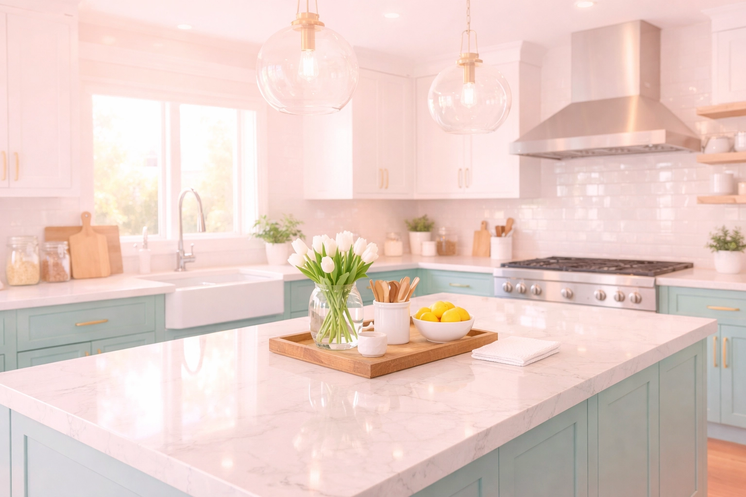 A modern, sparkling clean kitchen in Waterloo IA, showcasing the high standards of a professional cleaning service.