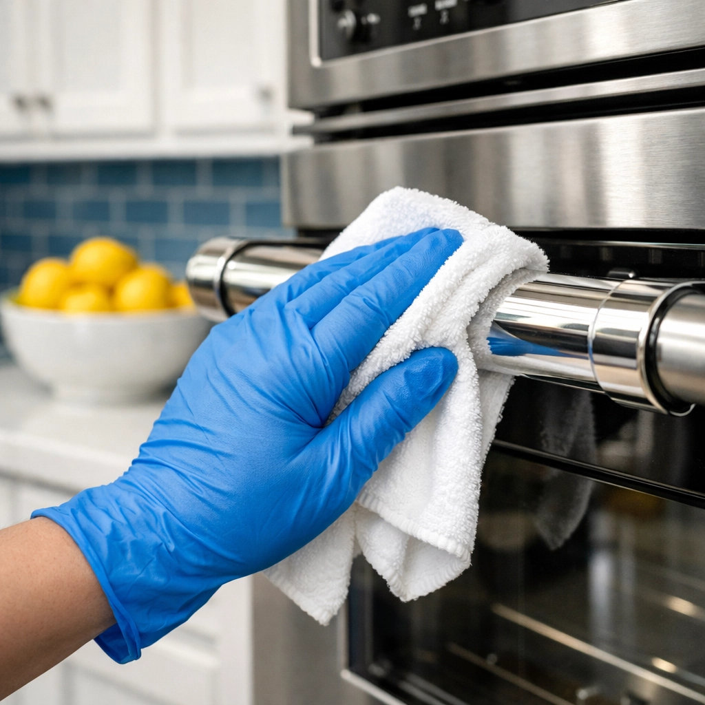 Professional kitchen deep cleaning in Medfield featuring polished stainless steel and spotless countertops.