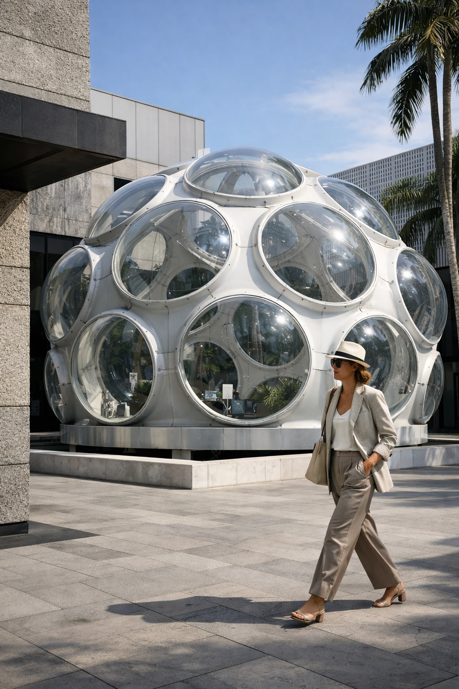The futuristic Fly’s Eye Dome in the Miami Design District, a unique architectural photography location.