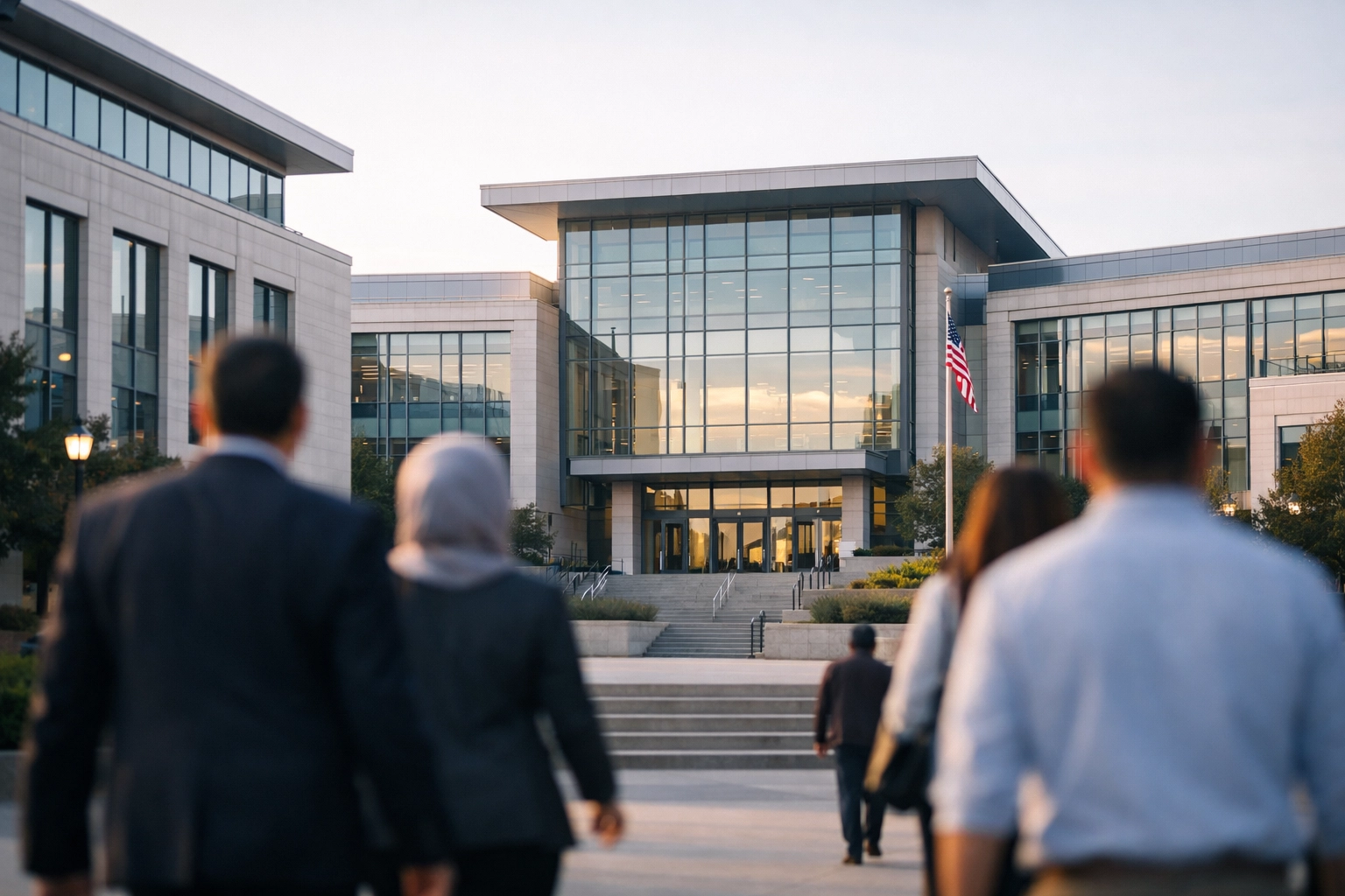 Government and higher education institution building with public access