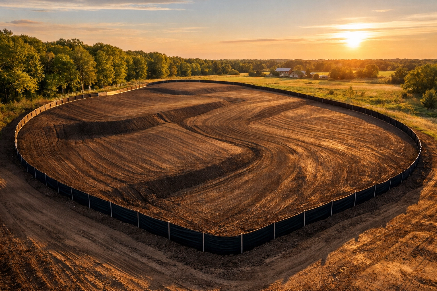 Precision land grading and erosion control silt fence on a construction site in Clarkston, MI.