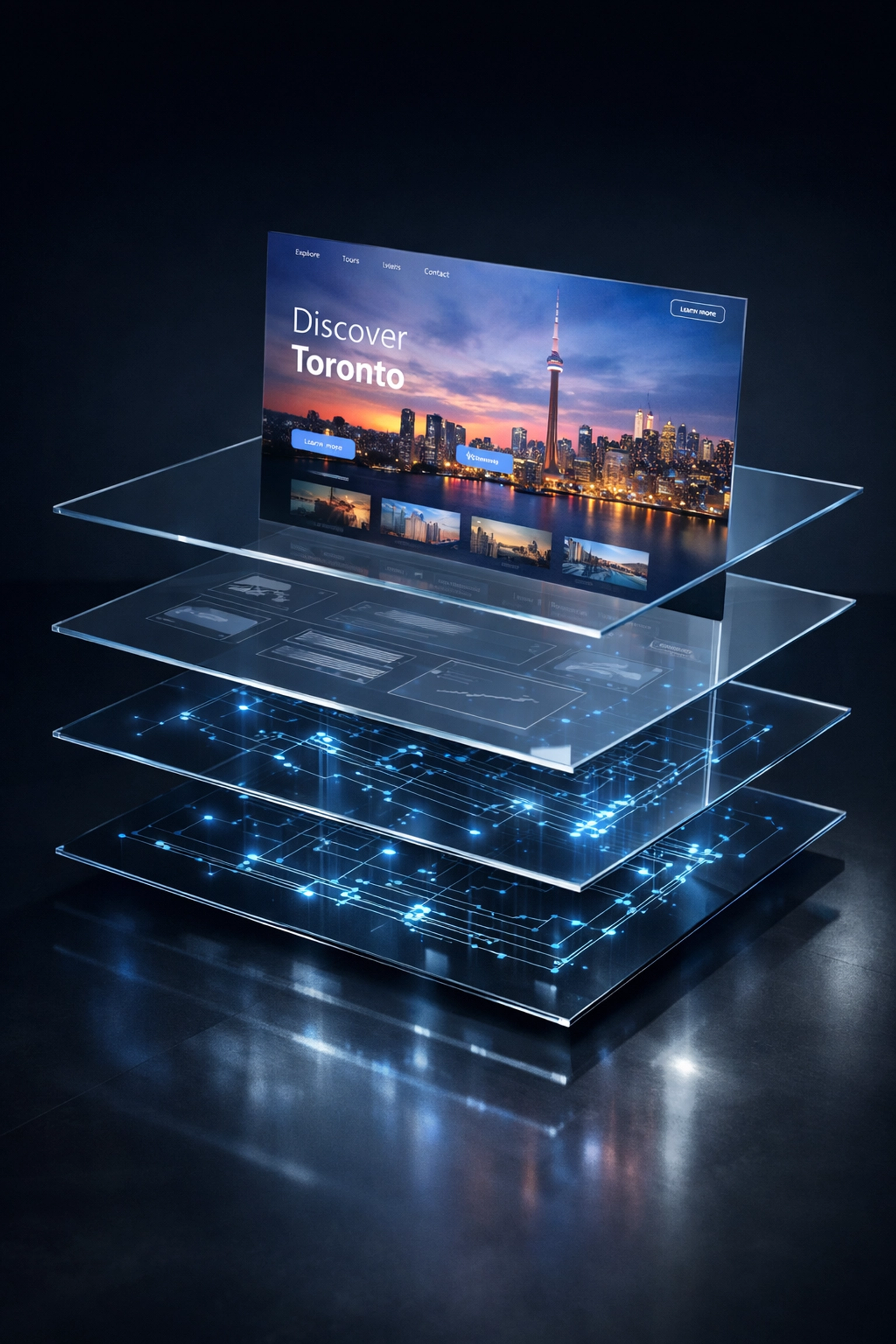 The technical SEO structure and layered web design of a professional Toronto business website.