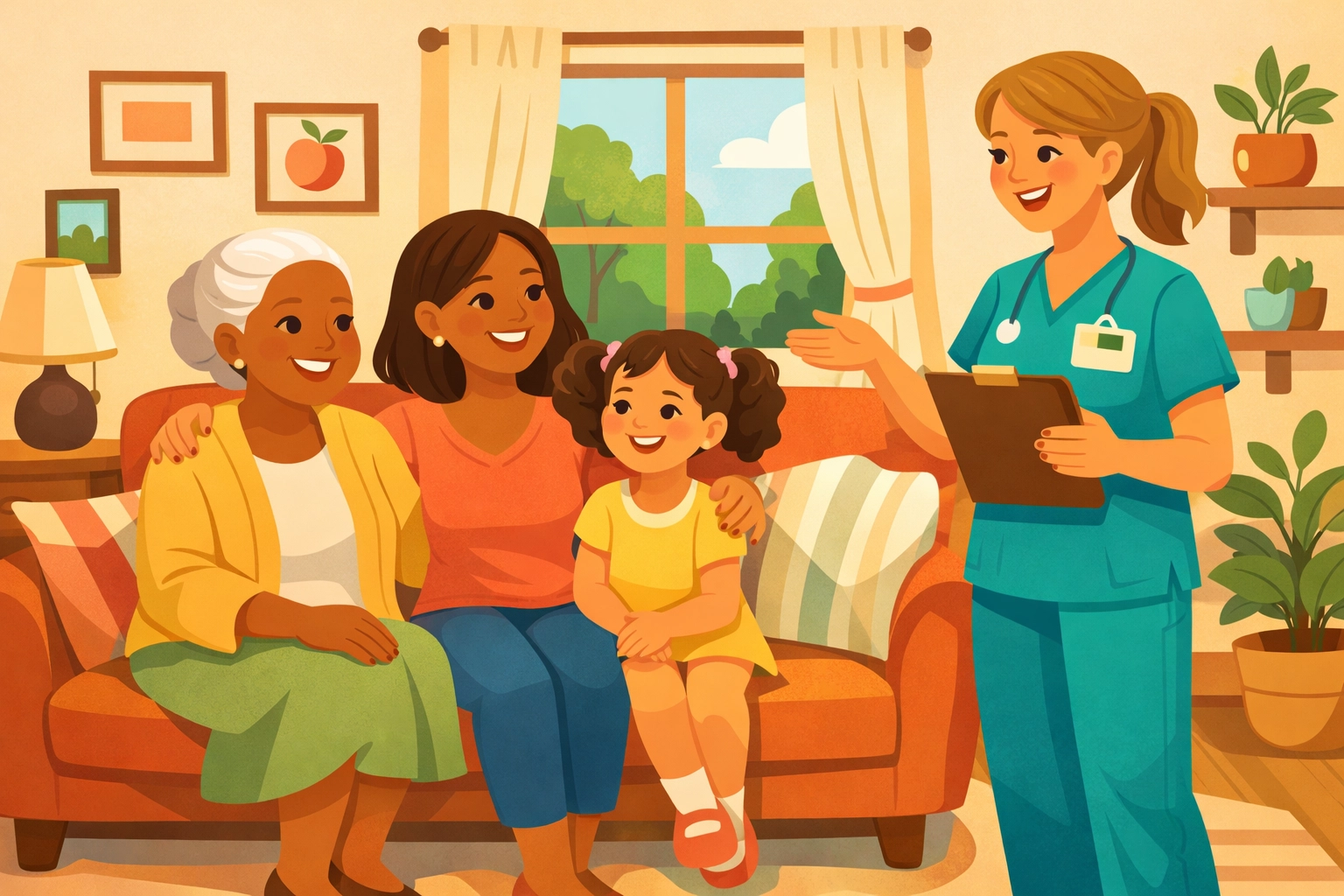 Georgia family receiving Medicaid-covered home nursing care with professional nurse