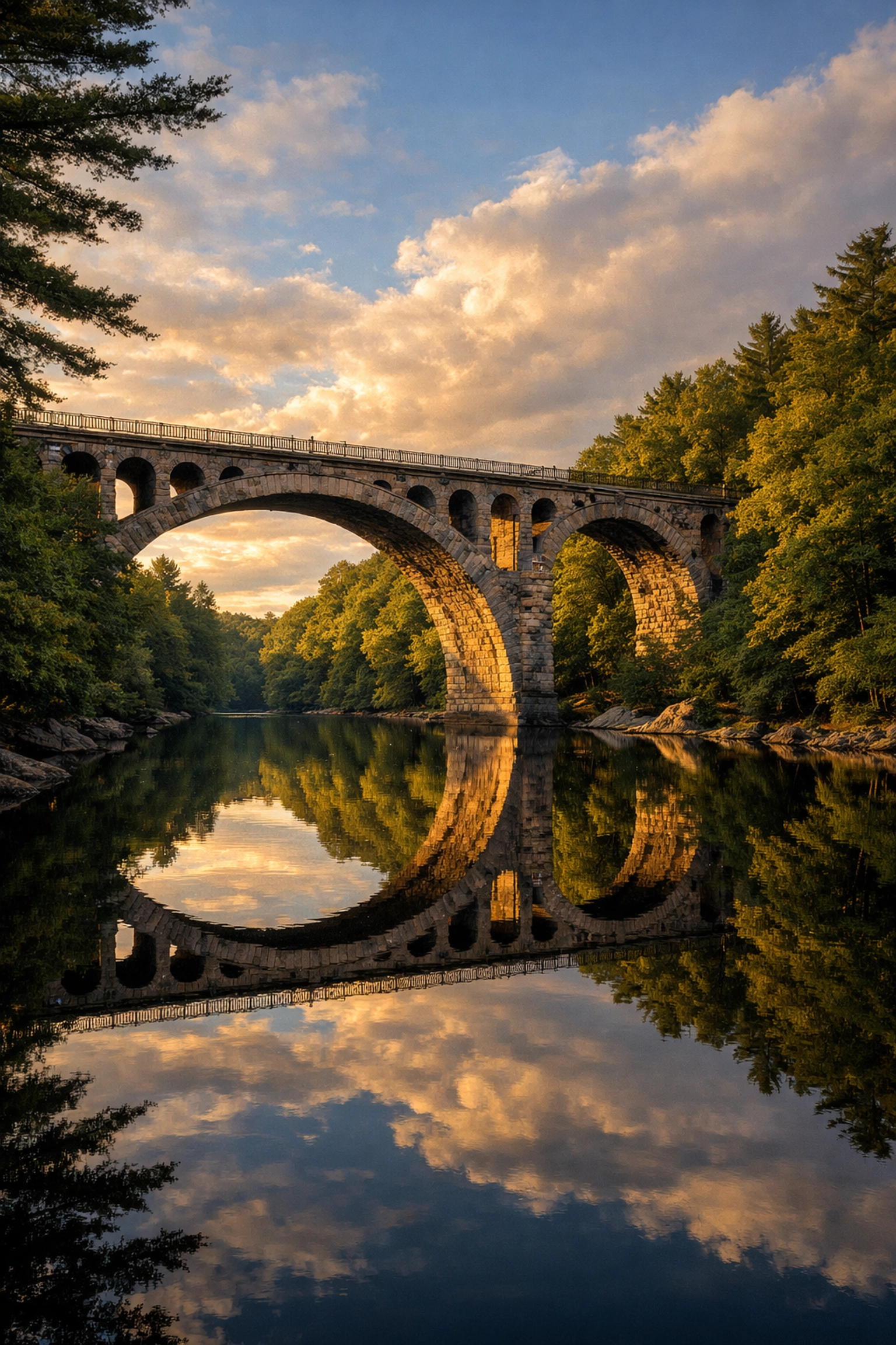 The historic Echo Bridge in Needham near homes that benefit from expert Ninja-Level Residential Cleaning services.