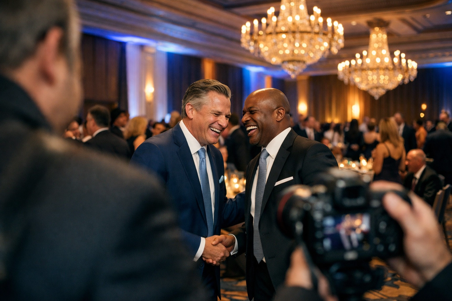 Miami conference photographer capturing a corporate gala event in a grand ballroom with professional lighting.