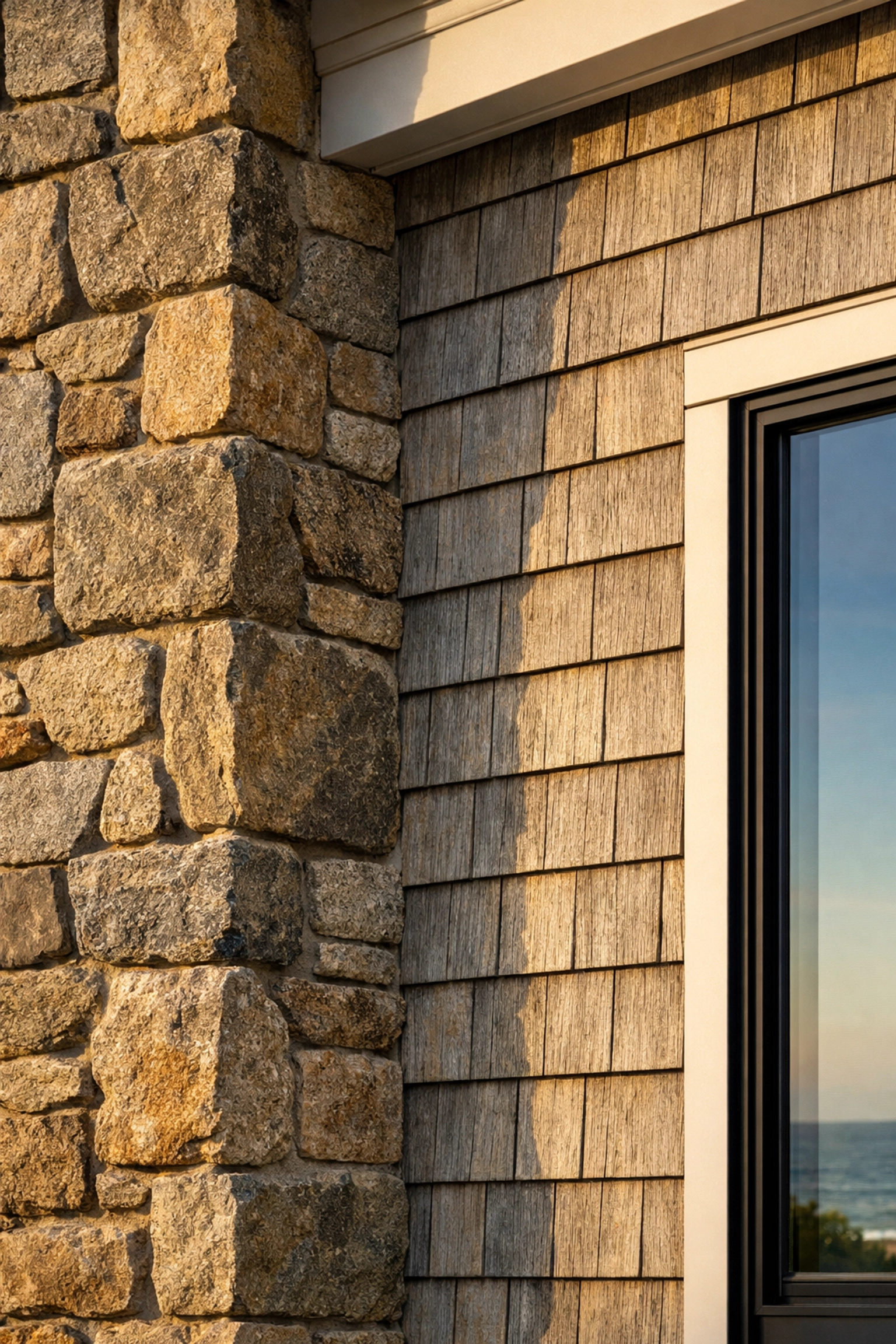 Architectural detail of a luxury coastal home highlighting high-value property replacement cost coverage.