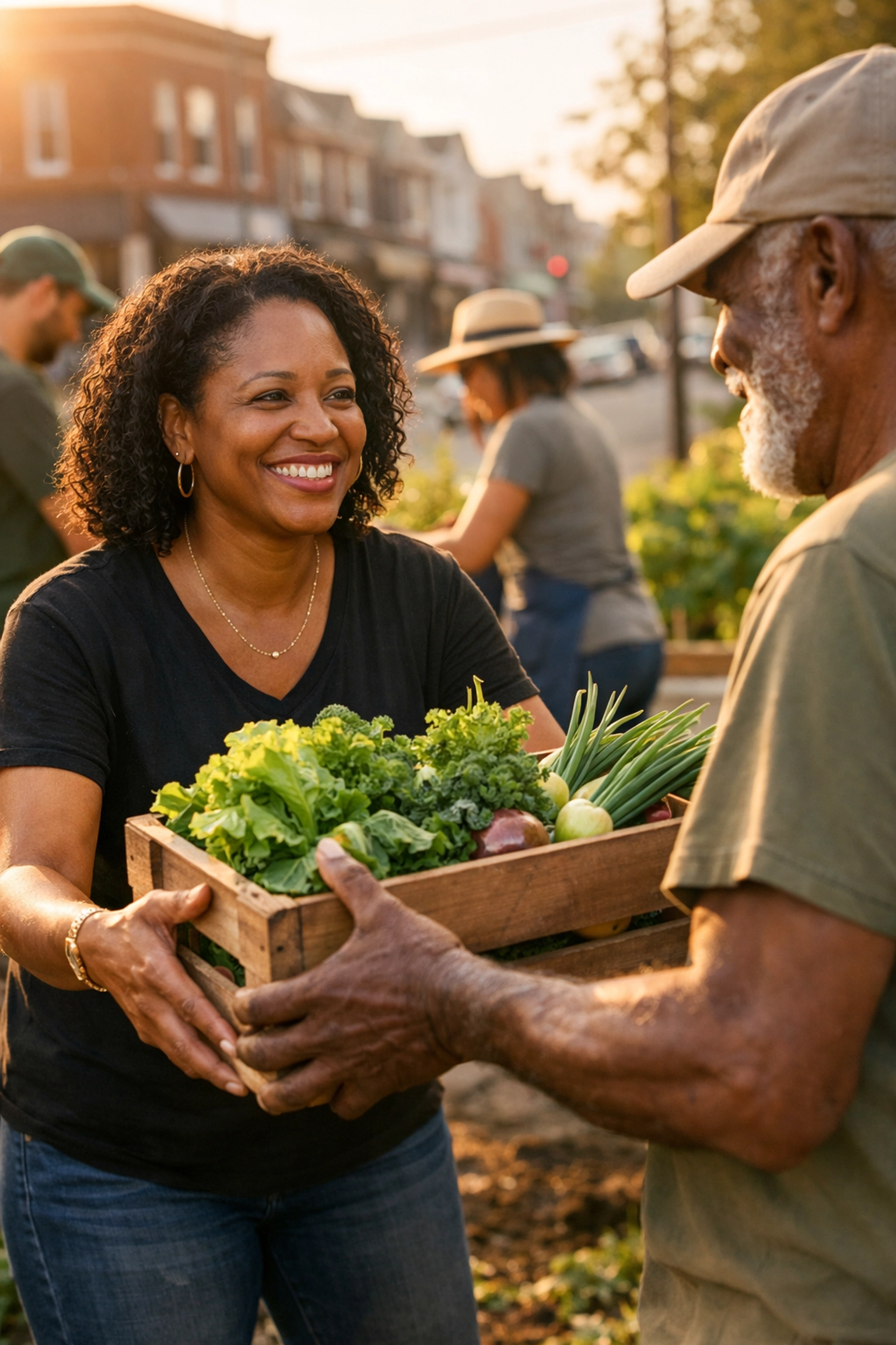 Strengthening Our Roots: Why Give A Day Foundation Matters Today African American volunteers in a community garden providing fresh food through Give A Day Foundation service.