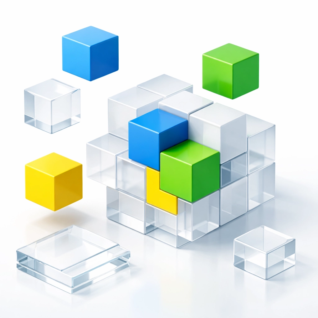 Sleek modular blocks representing efficient email snippet organization for faster sales outreach.