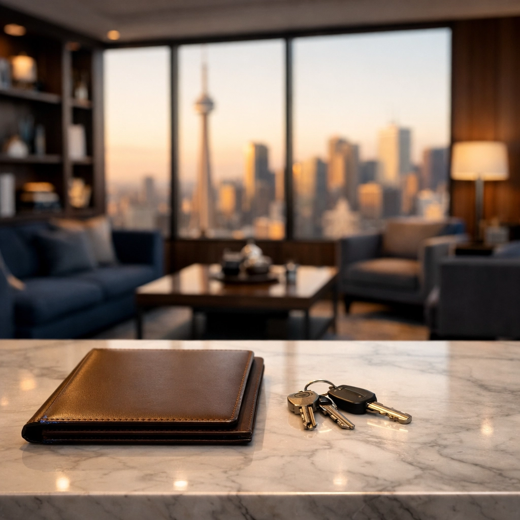 Modern Toronto condo interior with city views, representing strategic negotiation opportunities for buyers.