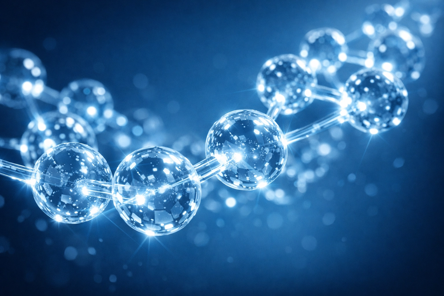 Intricate blue peptide molecular structure representing 99% purity and clinical-grade chemical integrity.