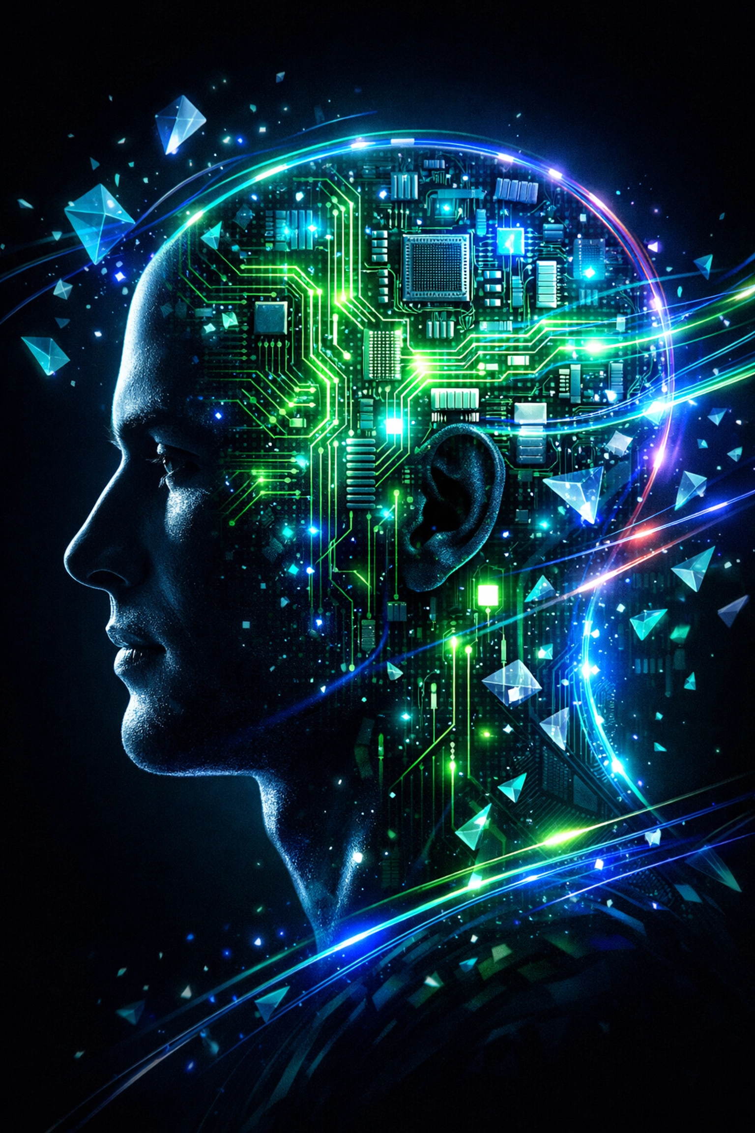 Digital brain with glowing circuits representing NLP solutions and readiness for AI career roles.