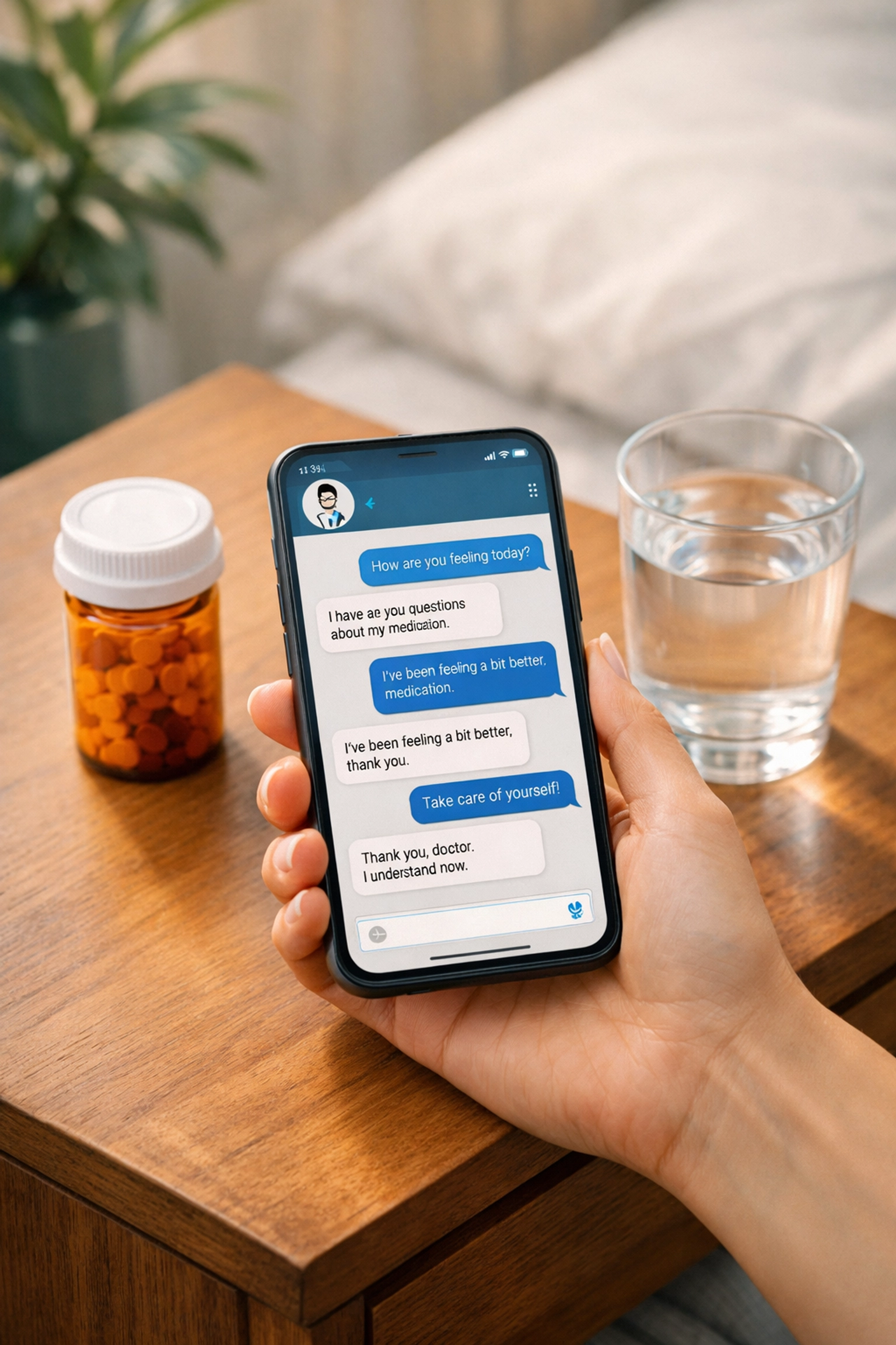 Secure medical messaging on a smartphone for an online bacterial vaginosis prescription and treatment.