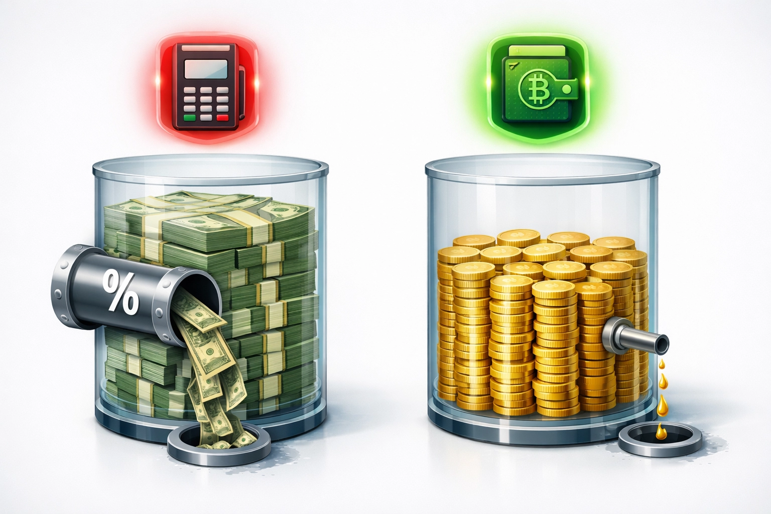 Comparison of traditional payment processor fees versus low-cost LUSD crypto payment fees