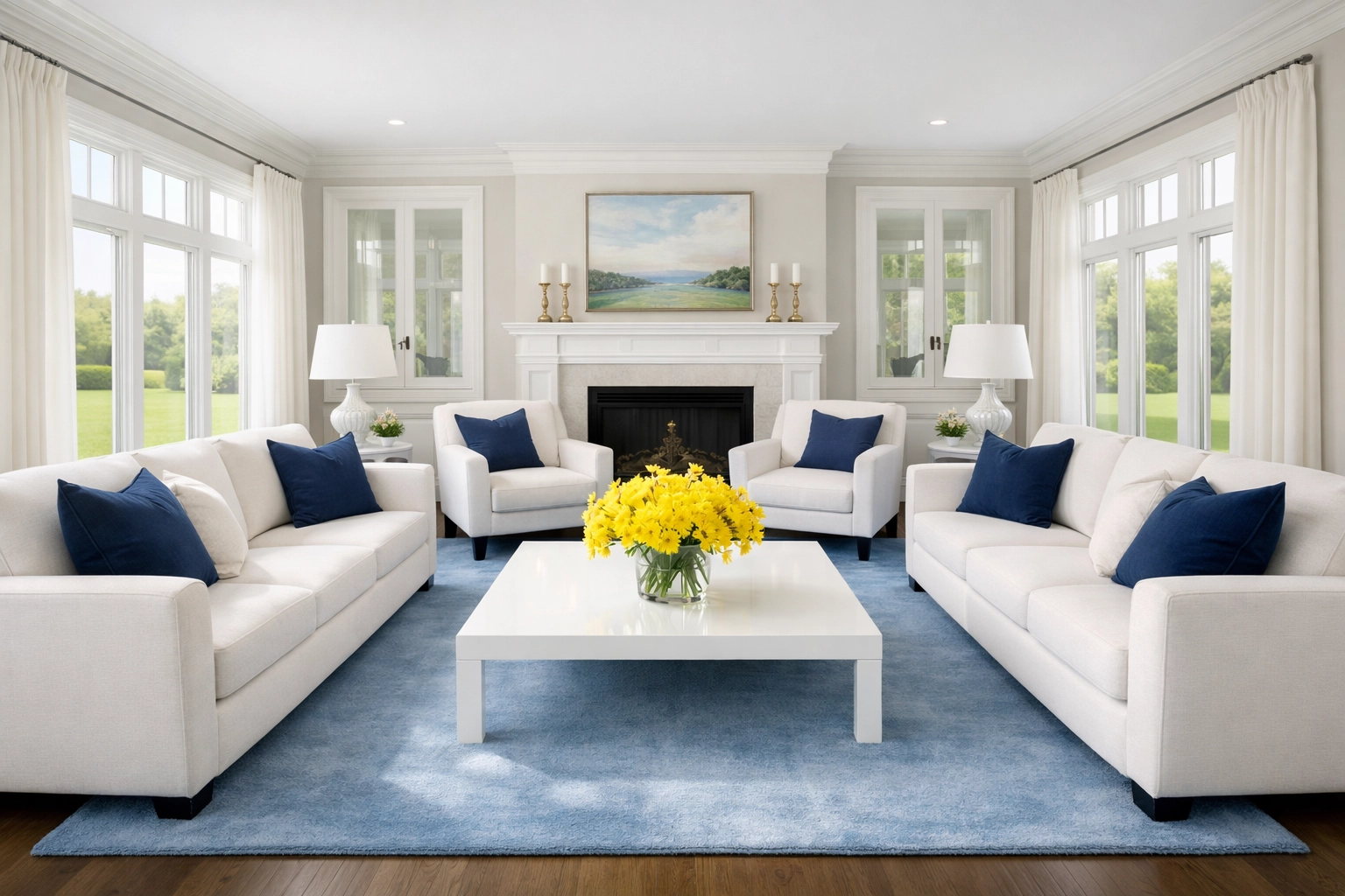 Organized and clutter-free living room in Westborough after a bi-weekly house cleaning service.