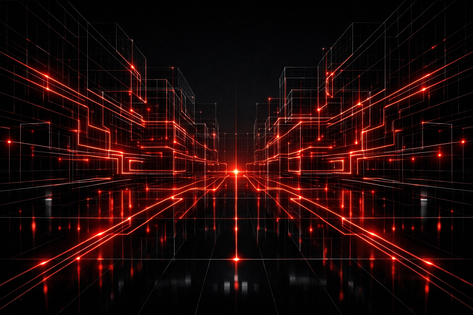 Symmetrical digital architecture representing structured data and machine-readable website integrity.