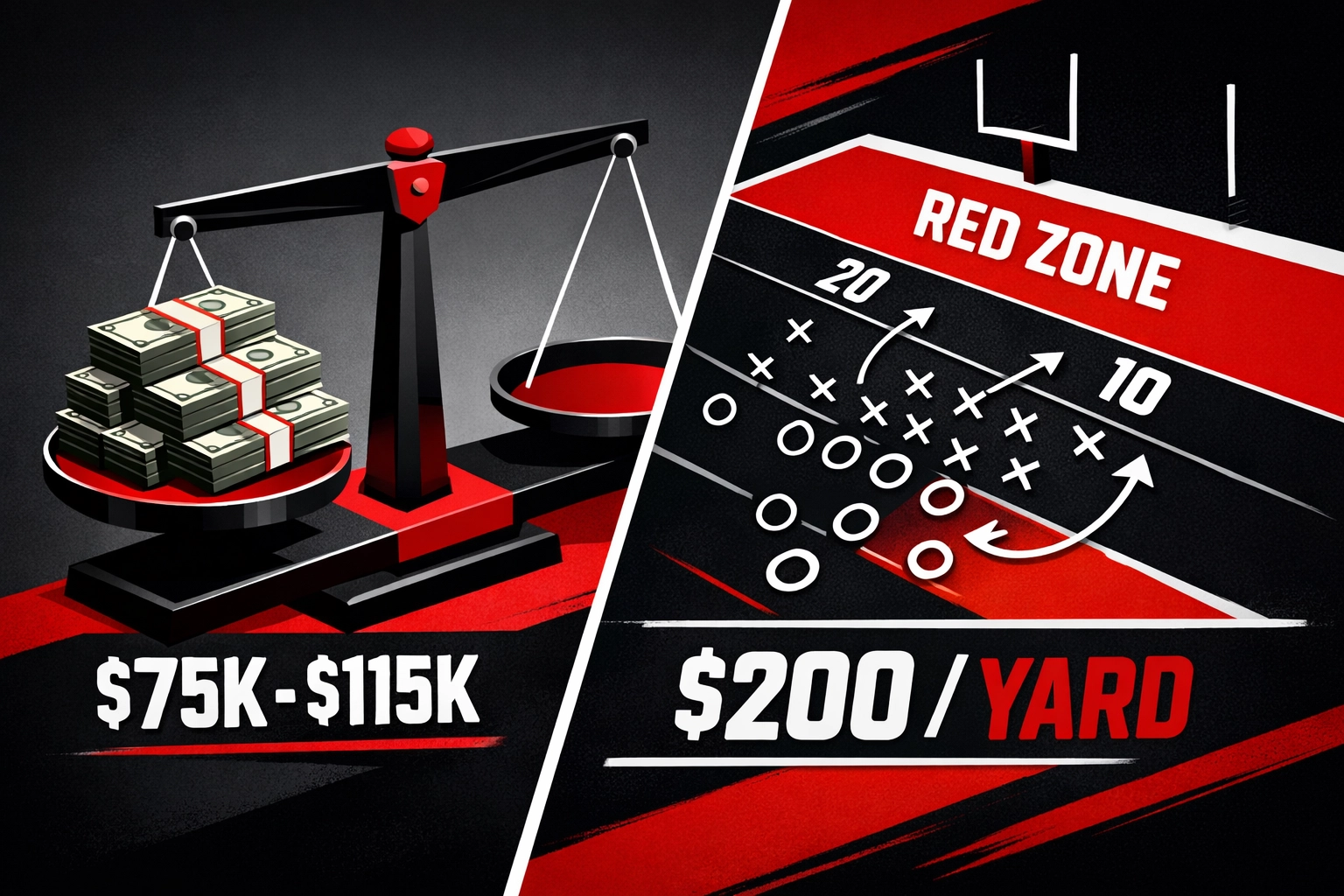 College football NIL market valuation comparing $75K-$115K contract value with field performance