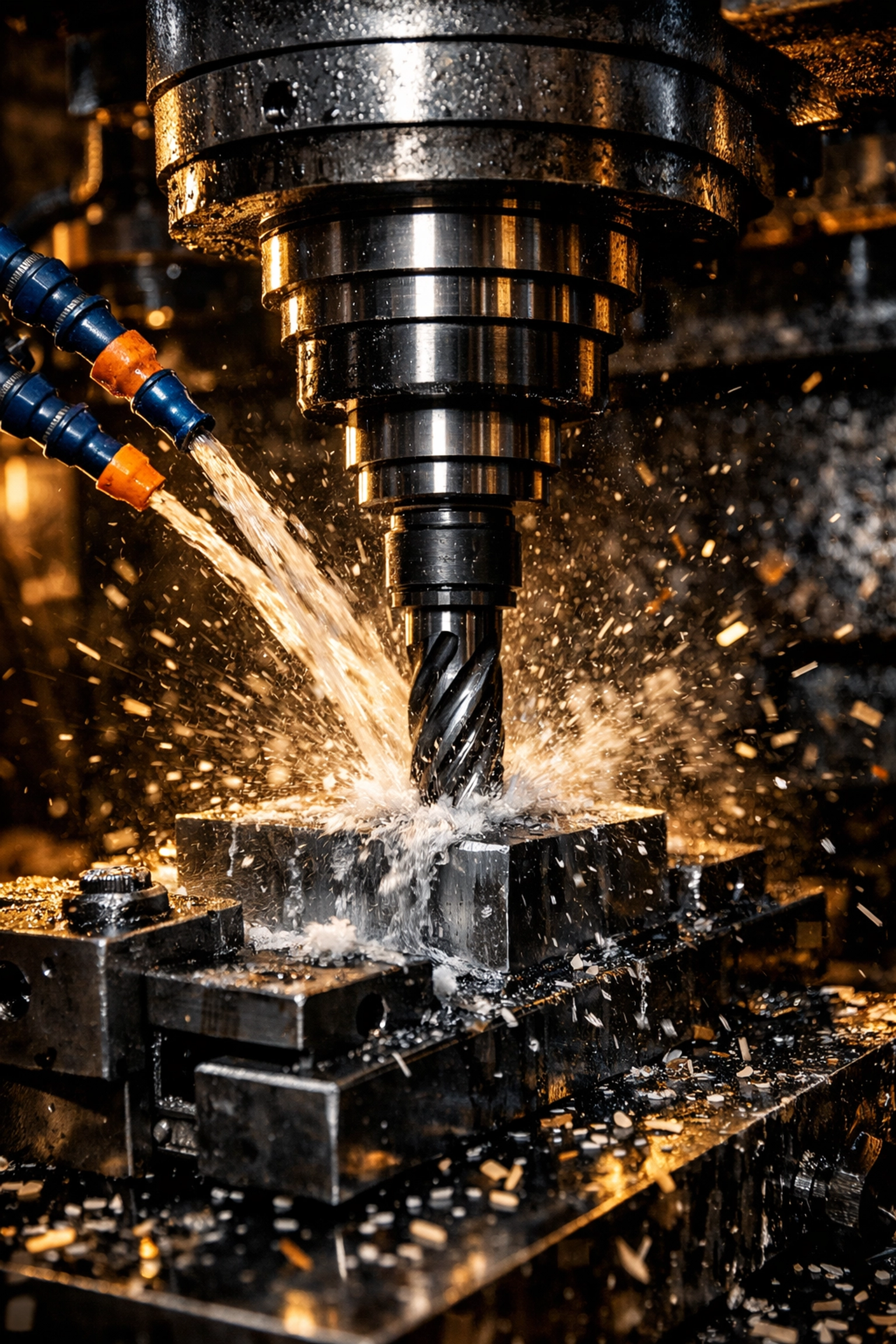 Heavy-duty CNC machine in operation highlighting the need for specialized industrial fire protection.