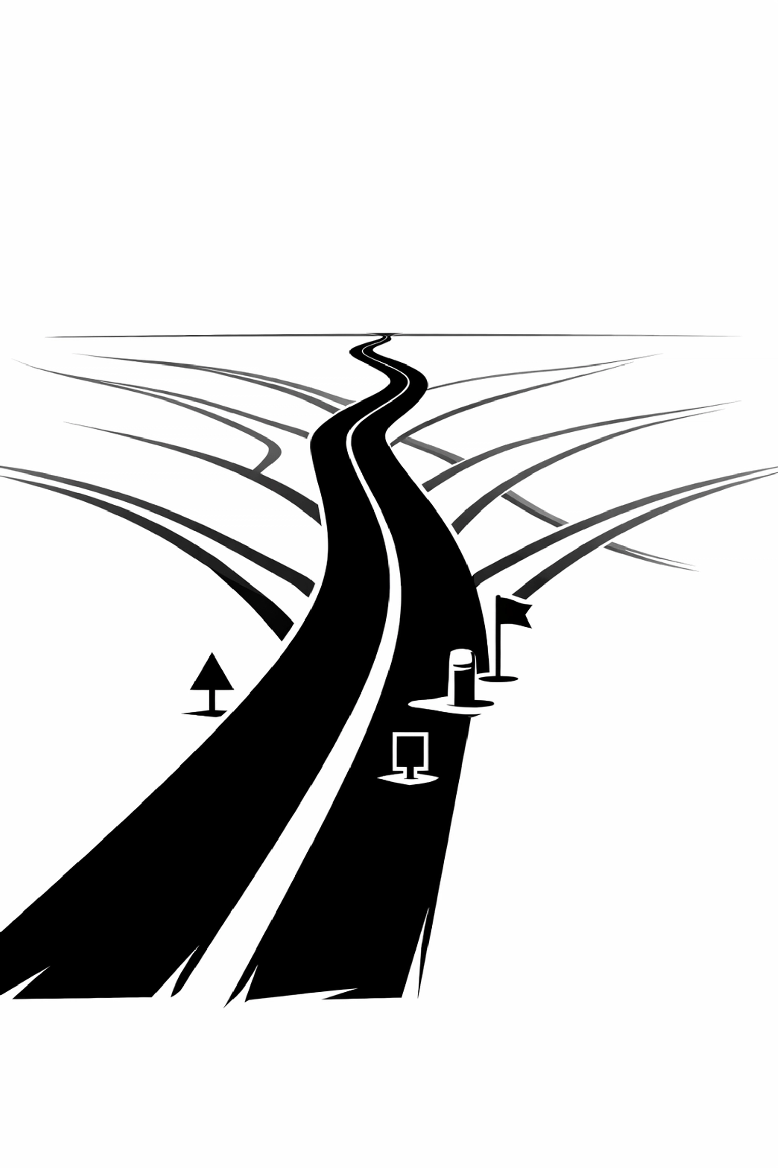 Path diagram showing clear team direction versus scattered initiatives without focus