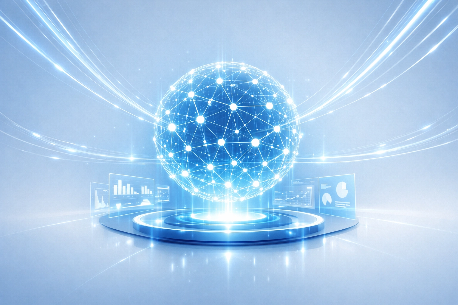 Unified data streams converging into a central digital hub for efficient service business management.