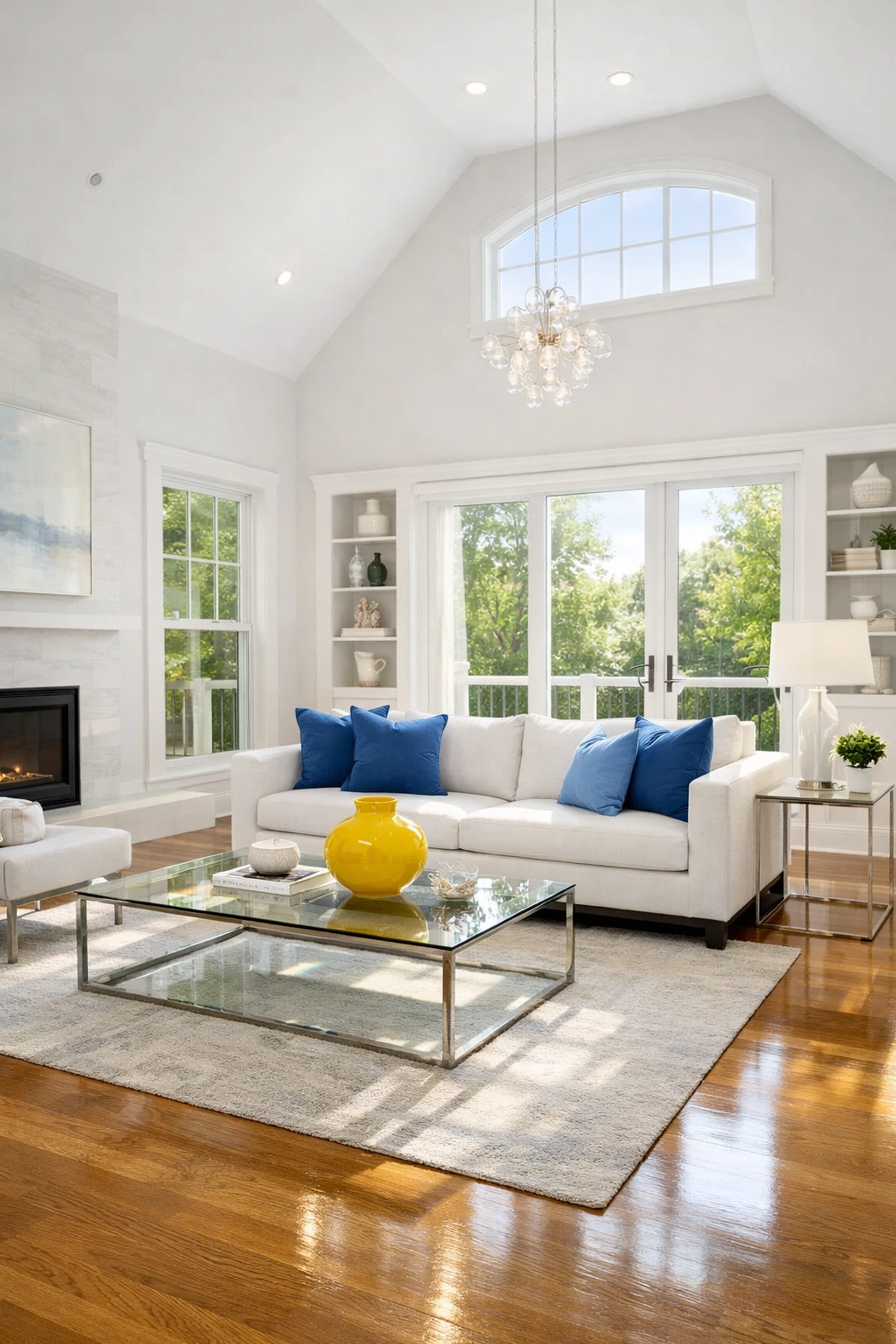 Spotless modern living room in Westborough, MA, after professional house cleaning services.