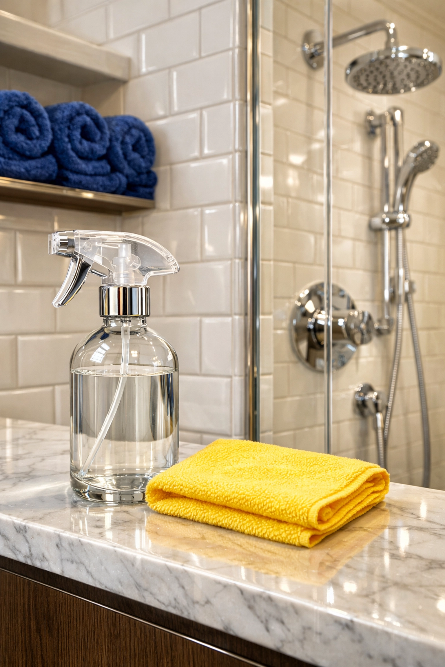 Sparkling white bathroom tiles and clean surfaces from a professional Boston apartment move-out cleaning.