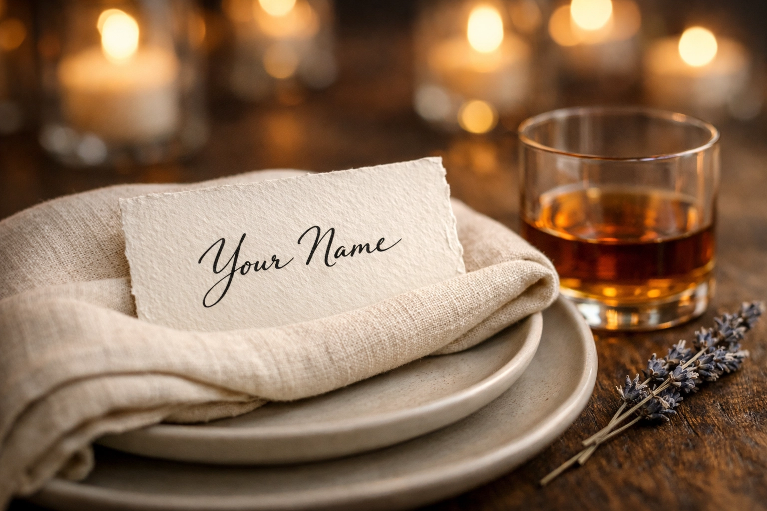 A personalized dinner setting at a bespoke event designed for a high-impact donor experience.