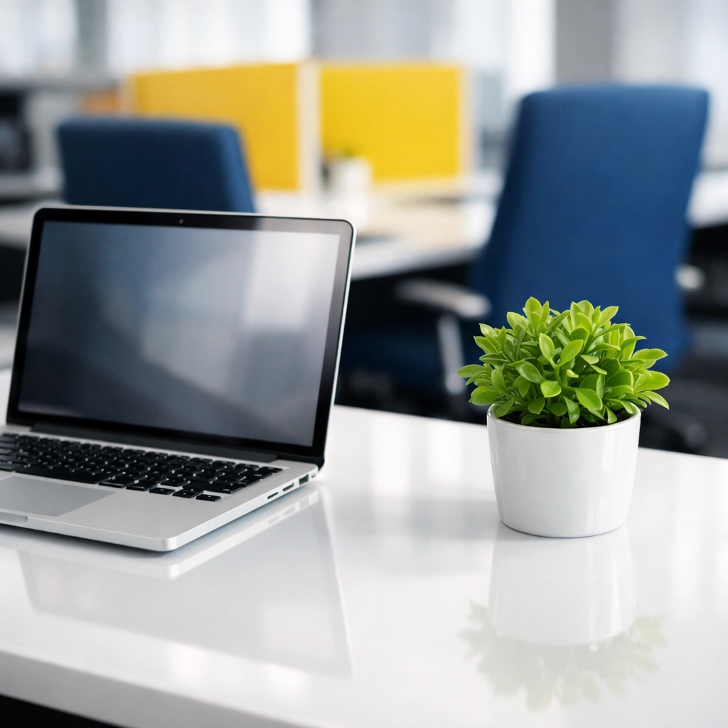 A sanitized, dust-free office workstation in Belmont, MA, showing a clean desk and professional environment.