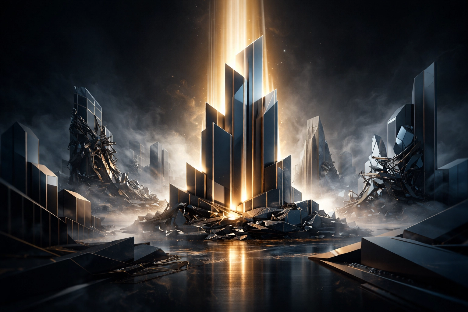 Abstract representation of investment manager selection with illuminated stable structure, symbolizing effective portfolio evaluation.