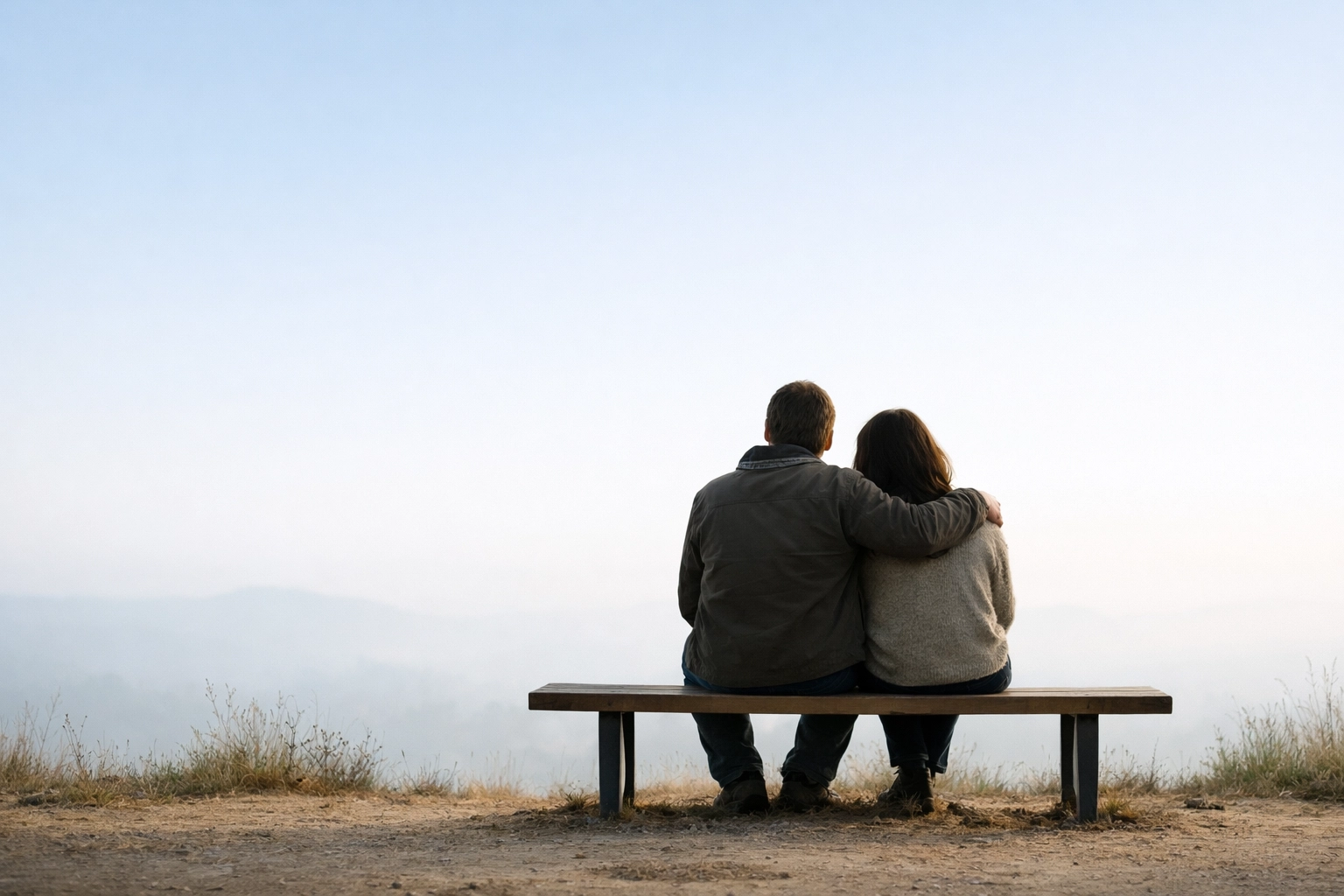 Two people on bench demonstrating accountability and support in addiction recovery