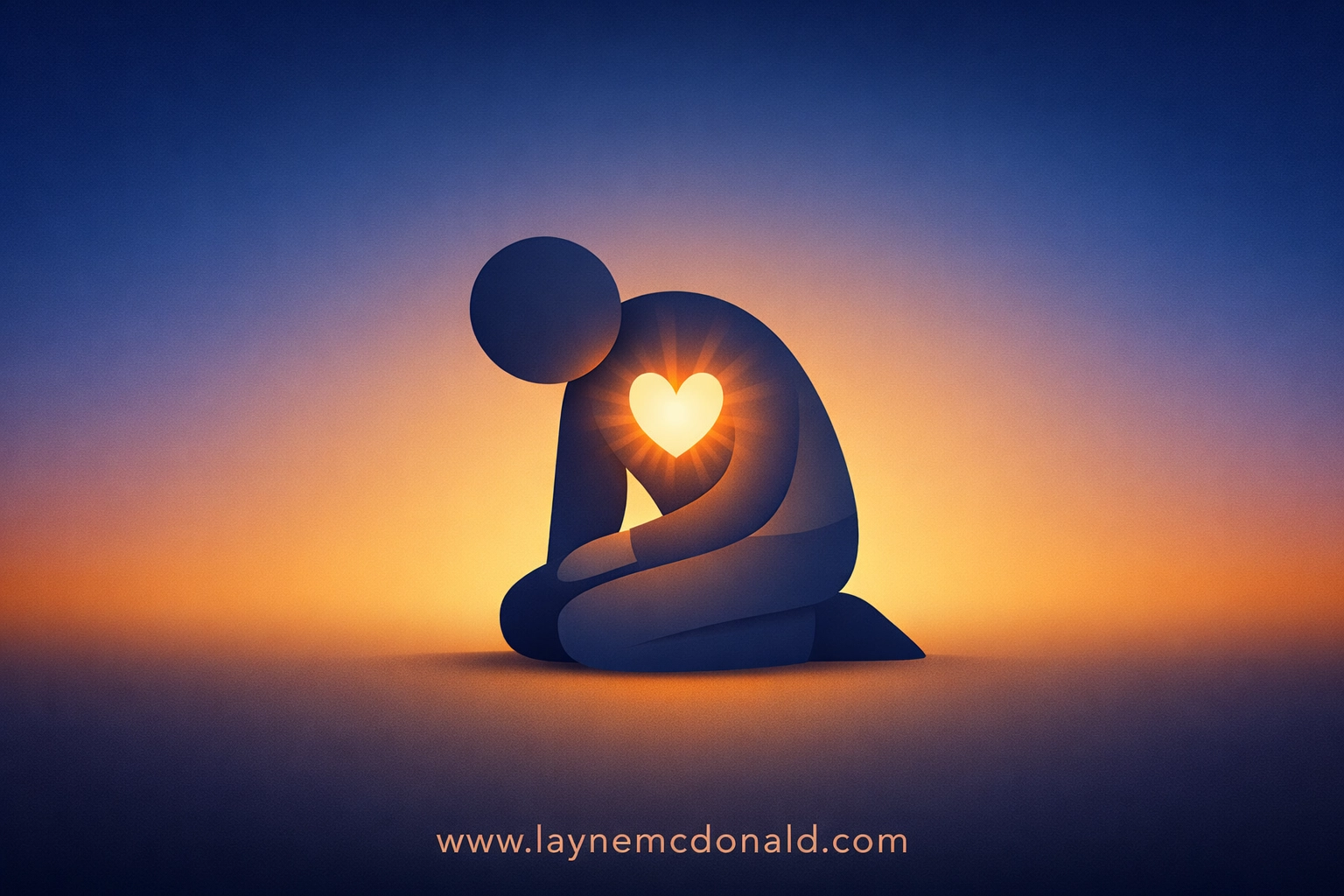 Figure kneeling in humility with glowing heart illustrating biblical confession and repentance