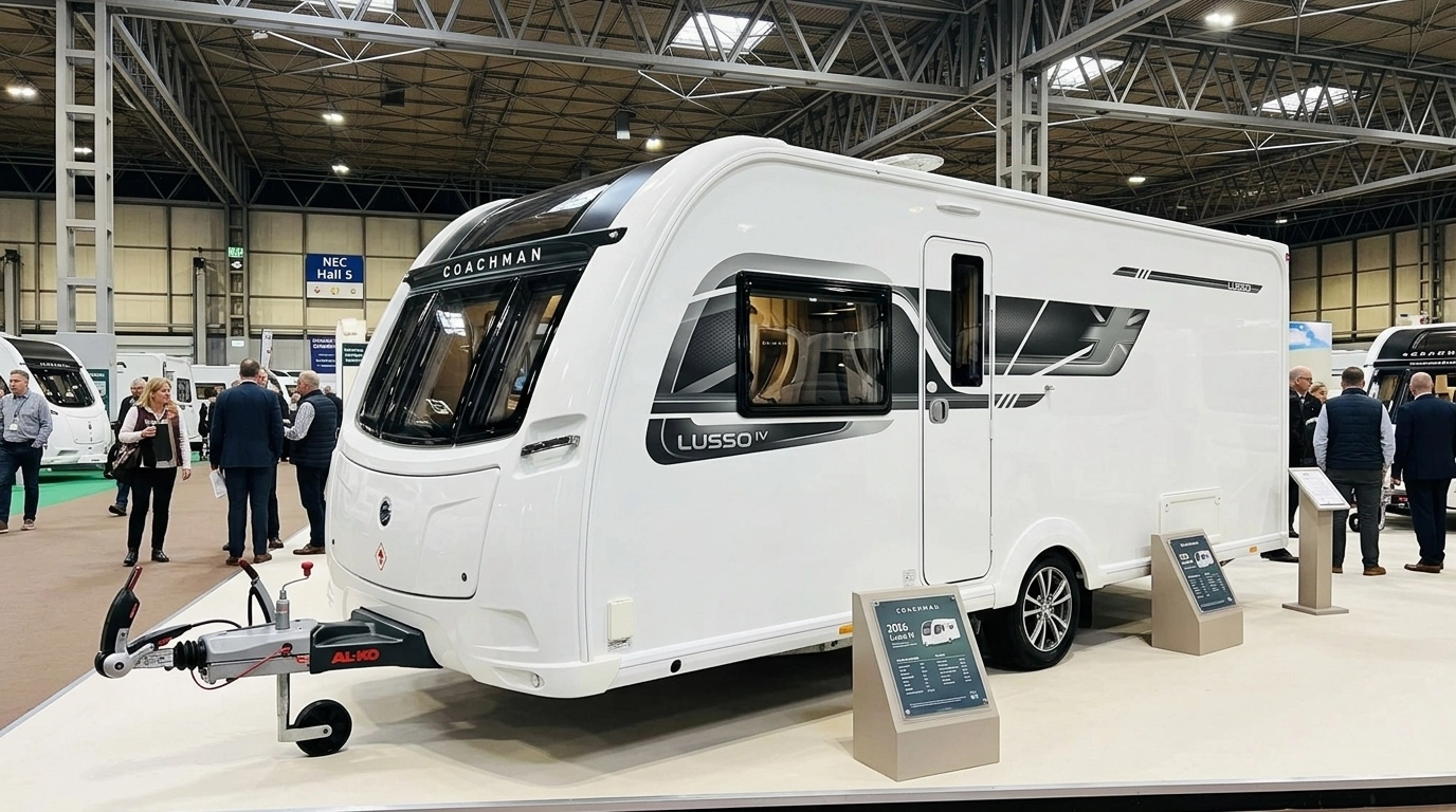 The brand-new 2026 Coachman Lusso IV on display at the NEC