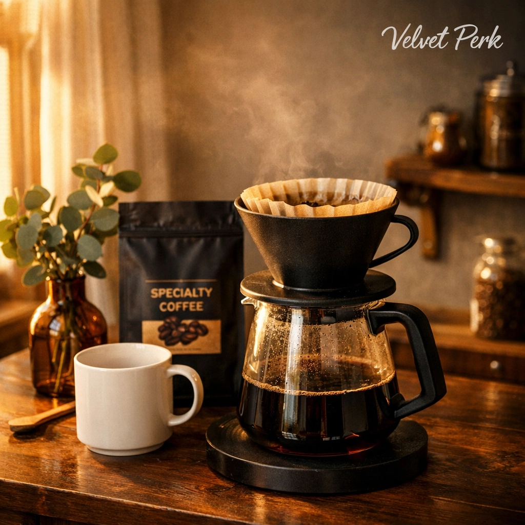5 Reasons Your Coffee Shop Is the Perfect "Third Place" Home coffee brewing station with pour-over and beans in morning sunlight