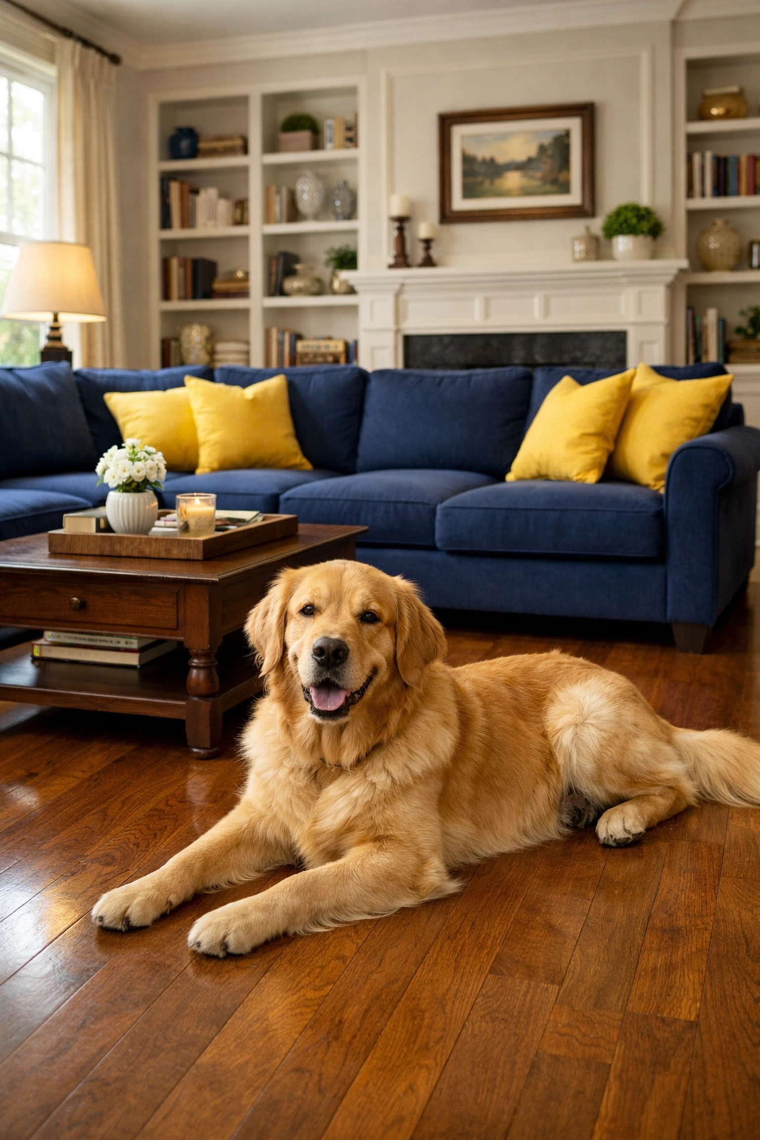 A dust-free, pet-safe living room in North Reading following a professional residential cleaning service.
