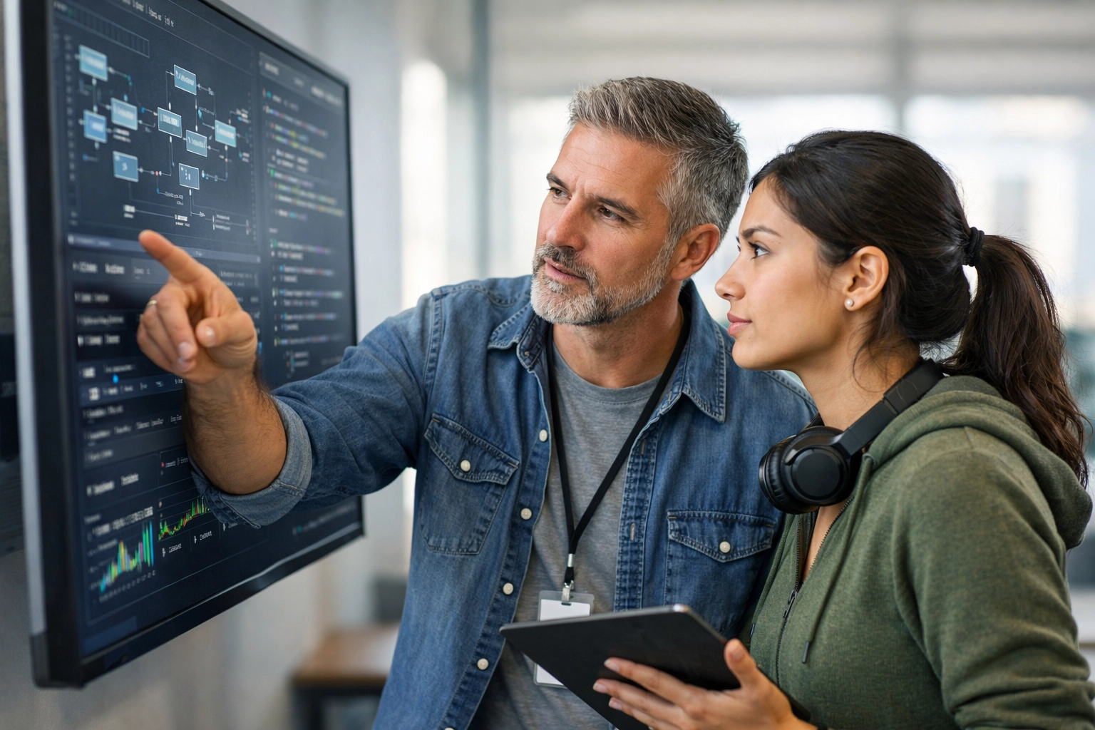 ServiceNow implementation partner specialists reviewing system architecture and ITOM health metrics.