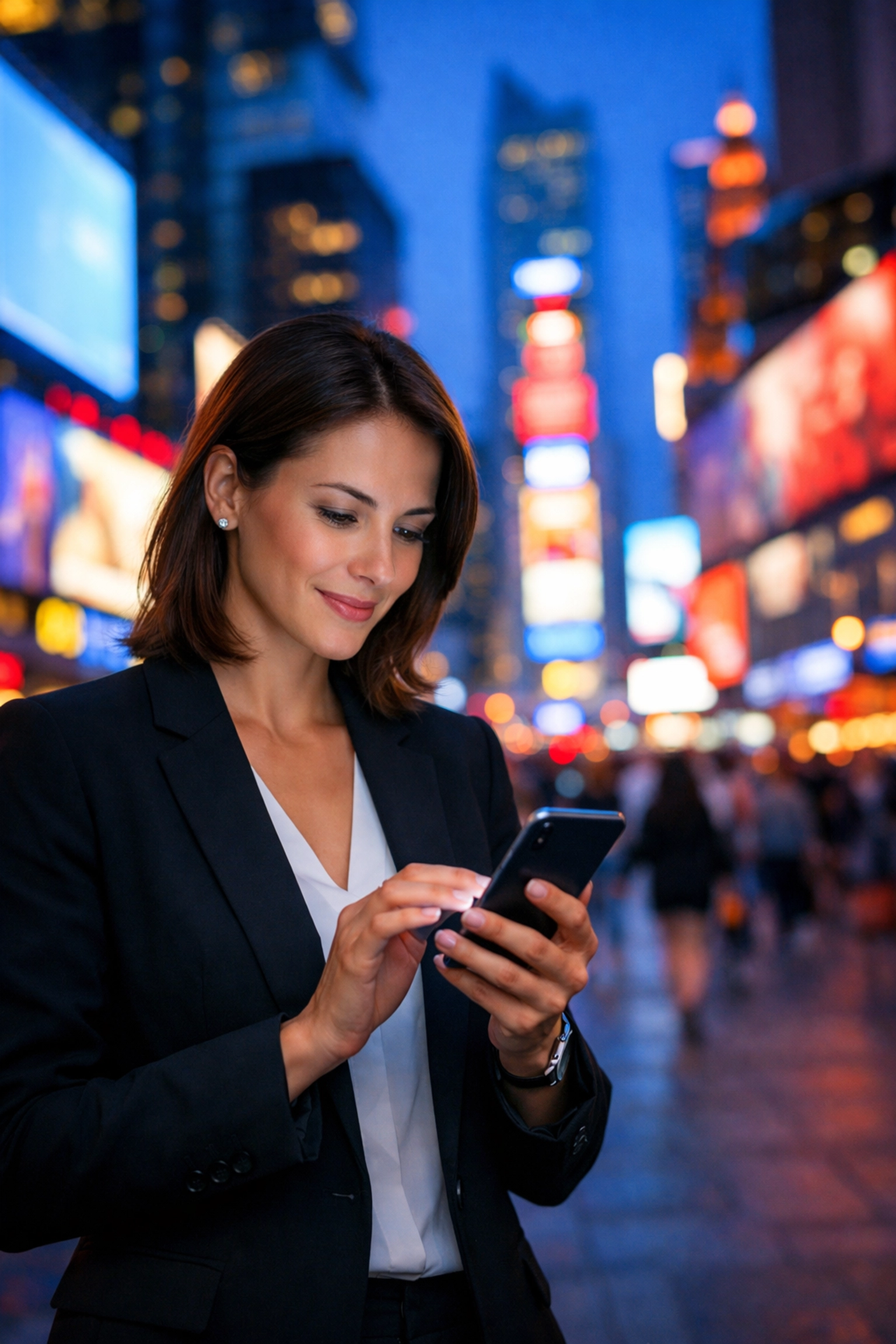 A professional engaging with digital Super Bowl advertising and real-time content on a smartphone.