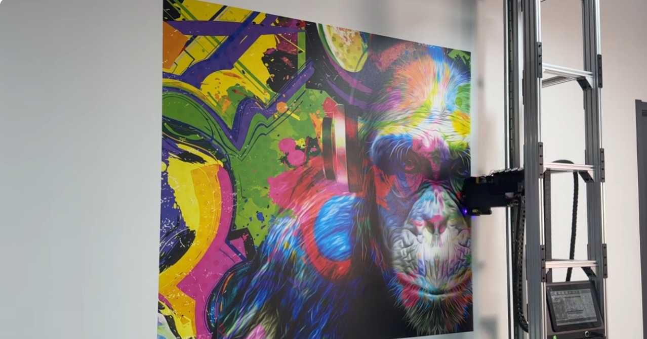 Vibrant gorilla pop art mural