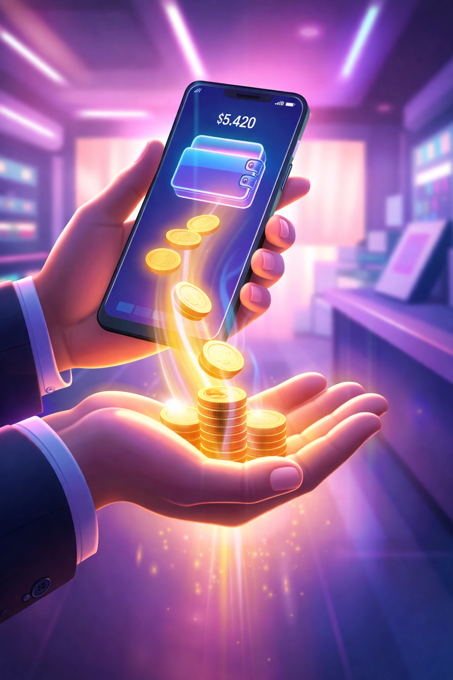 Merchant receiving instant crypto payments directly to their self-custody wallet on smartphone
