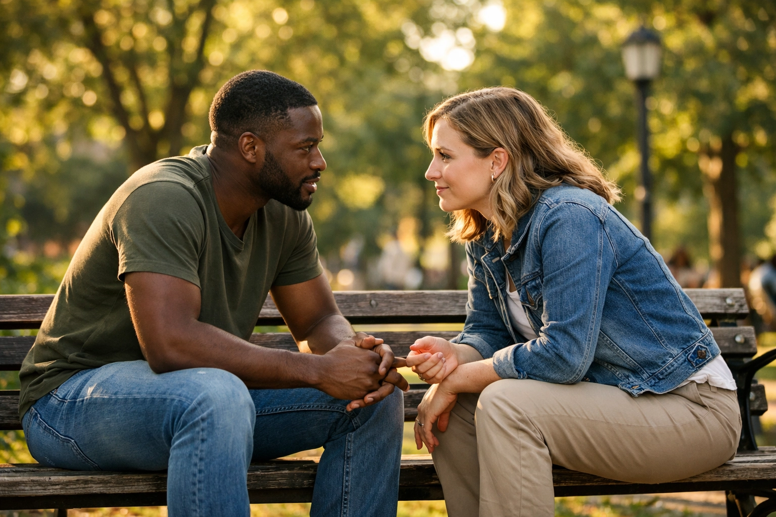 Couple engaged in meaningful conversation showing healthy emotional connection in dating