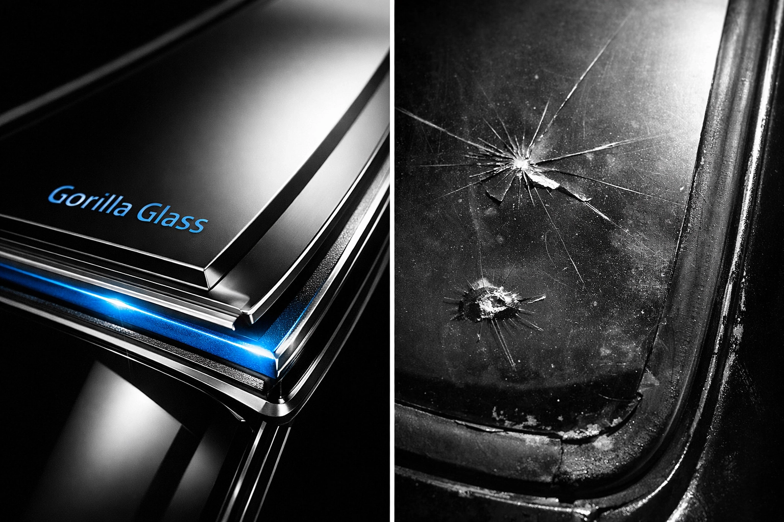 OEM Gorilla Glass windshield compared to standard replacement showing quality difference