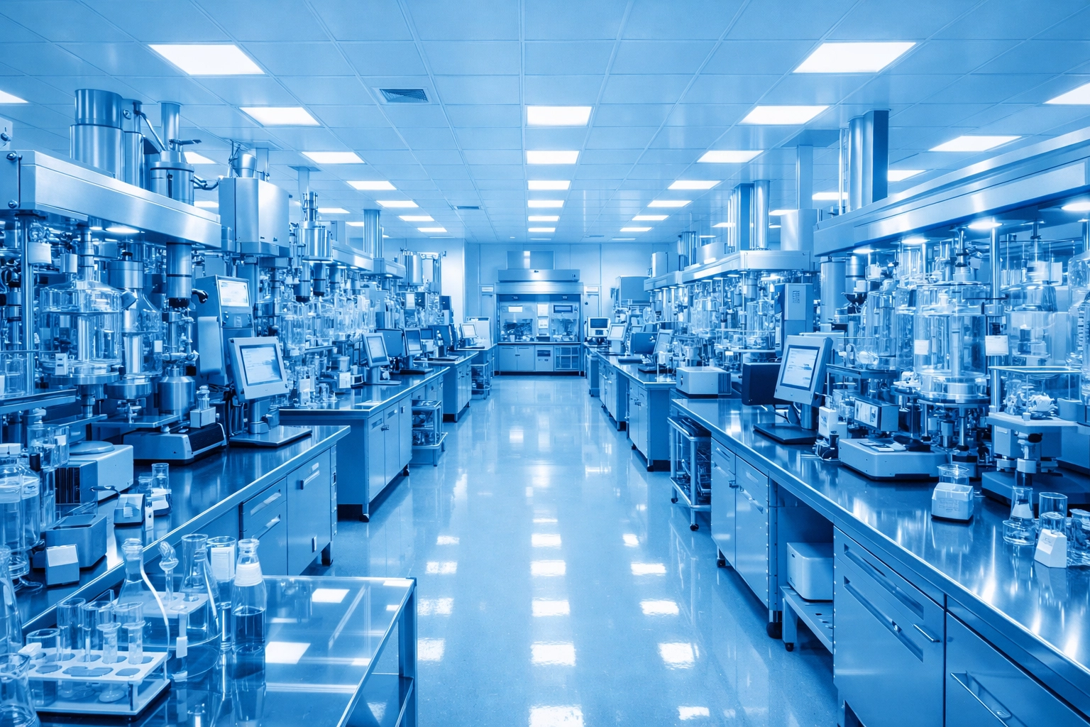 Modern pharmaceutical laboratory in the USA used for high-standard peptide synthesis and manufacturing.