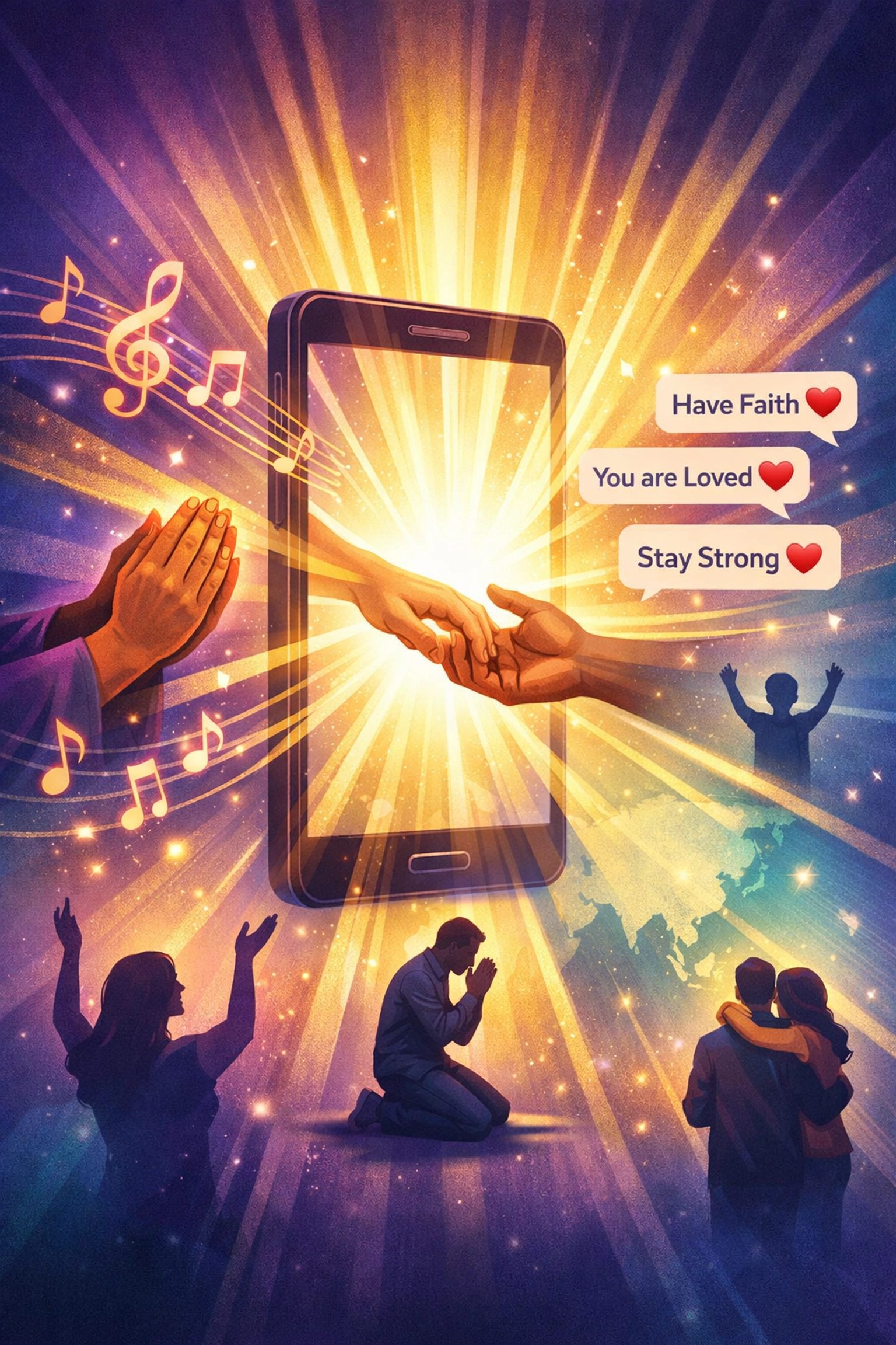 Smartphone sharing worship and encouragement using technology to advance God's Kingdom