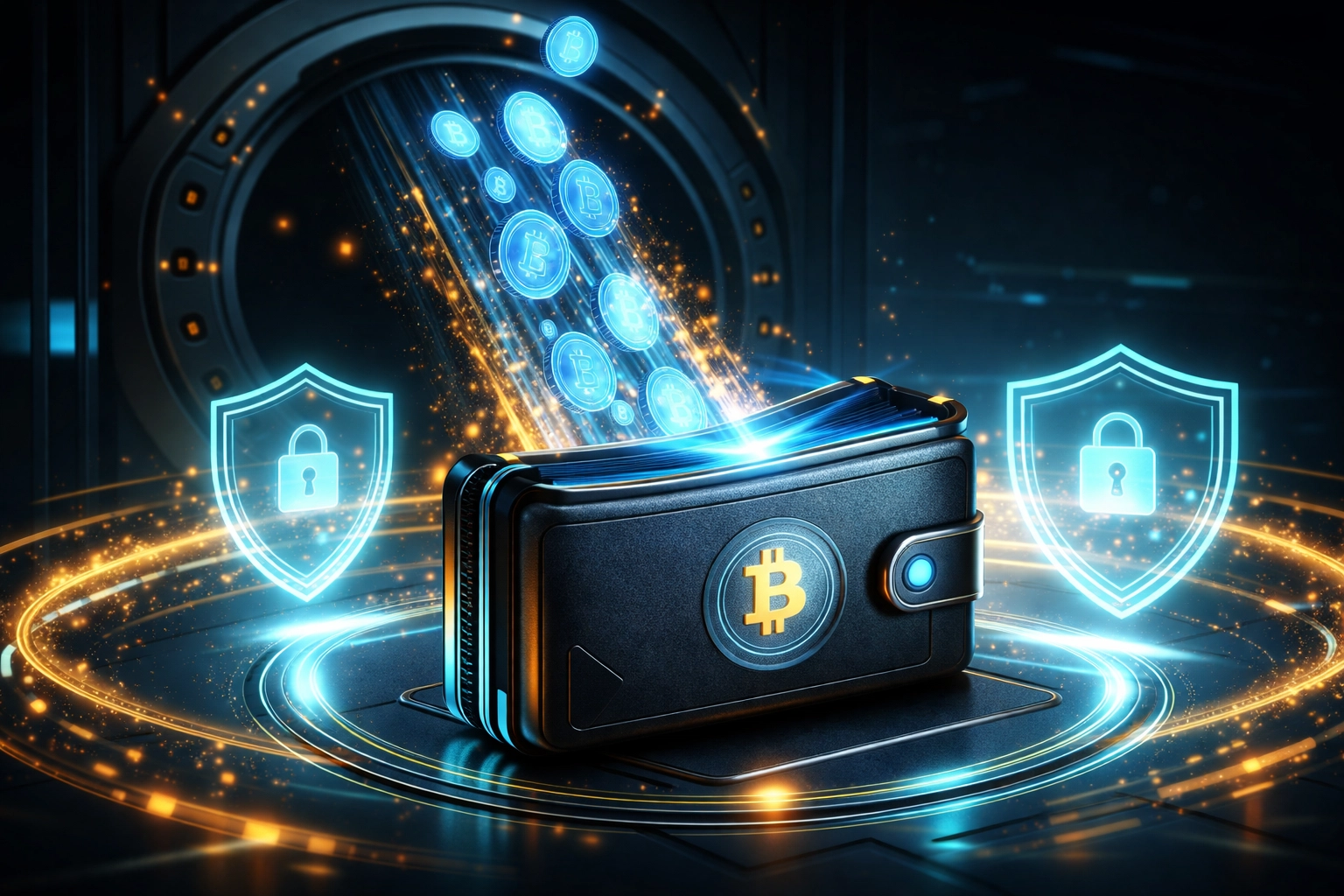 Illustration showing secure self-custody of crypto assets in a digital wallet for compliant POS systems