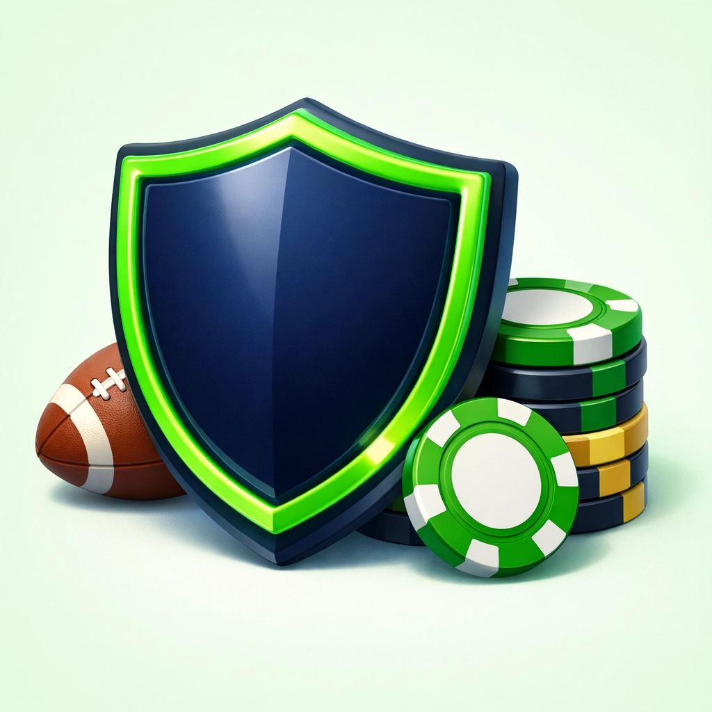 Iconic shield protecting betting bankroll to illustrate risk management in football trading.