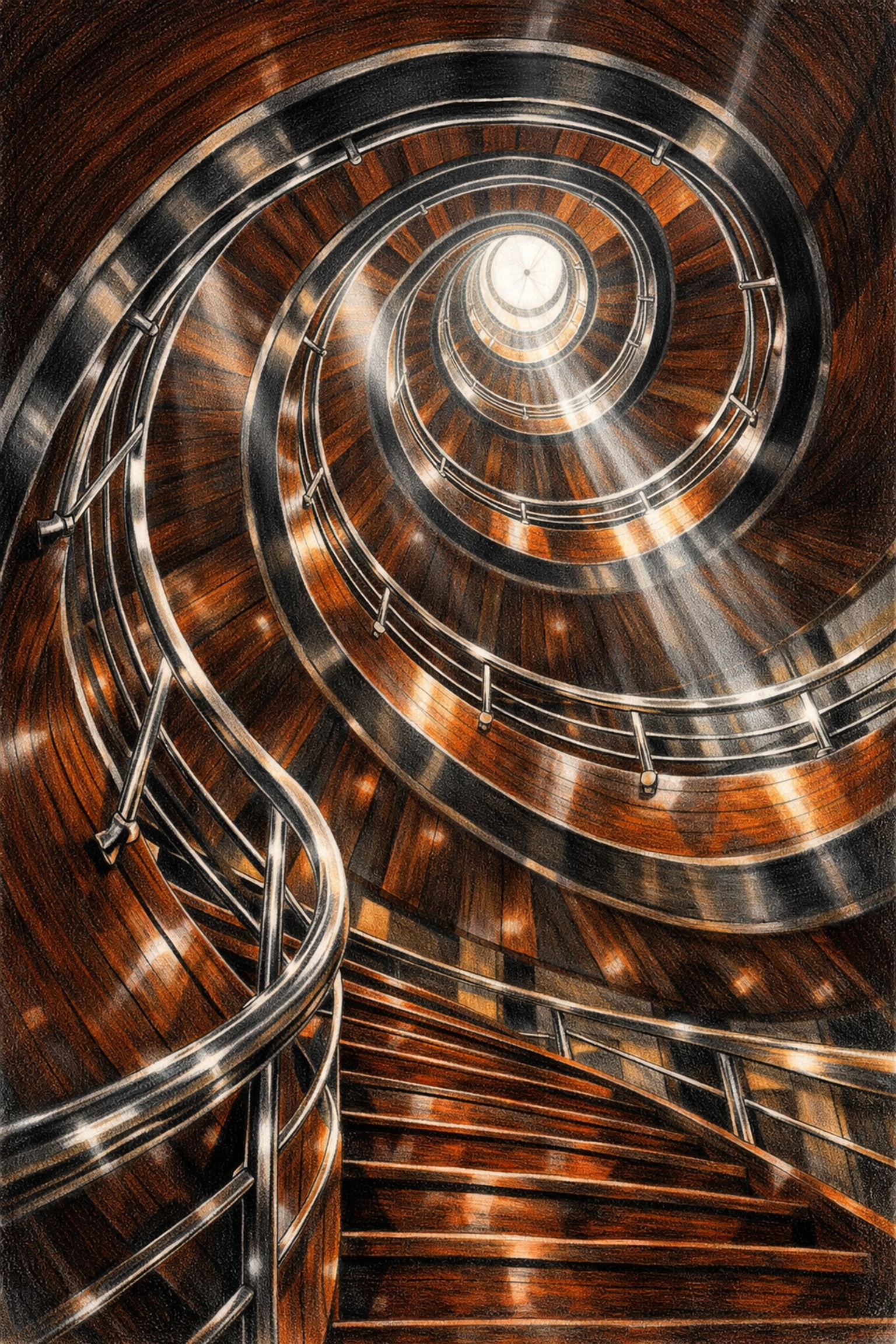 Grand spiral staircase in a luxury hotel lobby representing high-end hospitality architecture.
