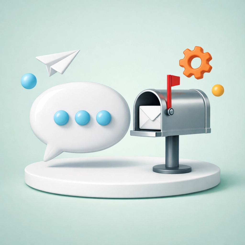 Conversational AI chat and email mailbox representing modern email list building strategies.