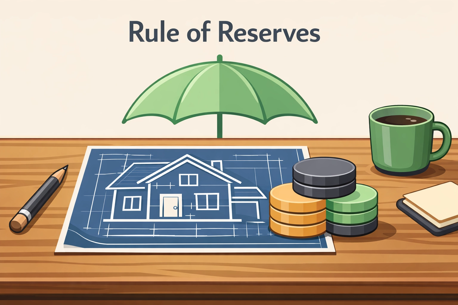 Real estate investment reserves concept showing financial protection and cash savings for properties.