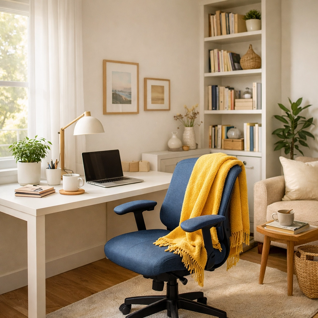 Tidy home office in Burlington, MA, offering a peaceful environment through recurring cleaning.