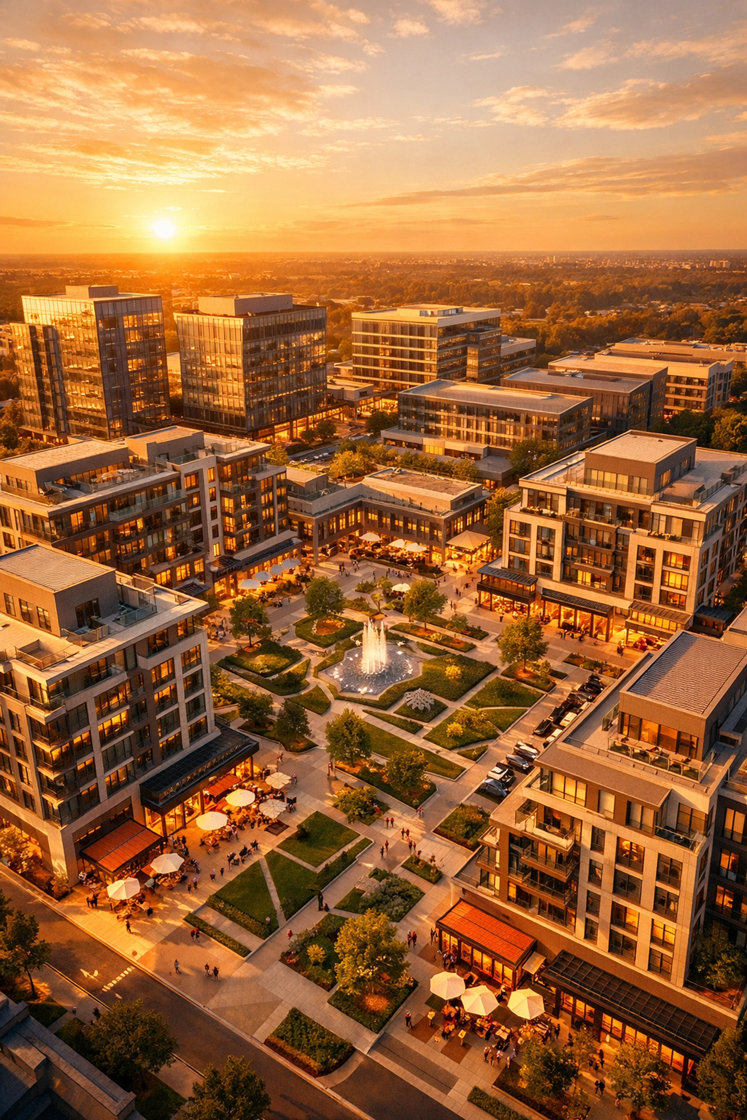 Aerial view of institutional-grade commercial real estate development for portfolio diversification