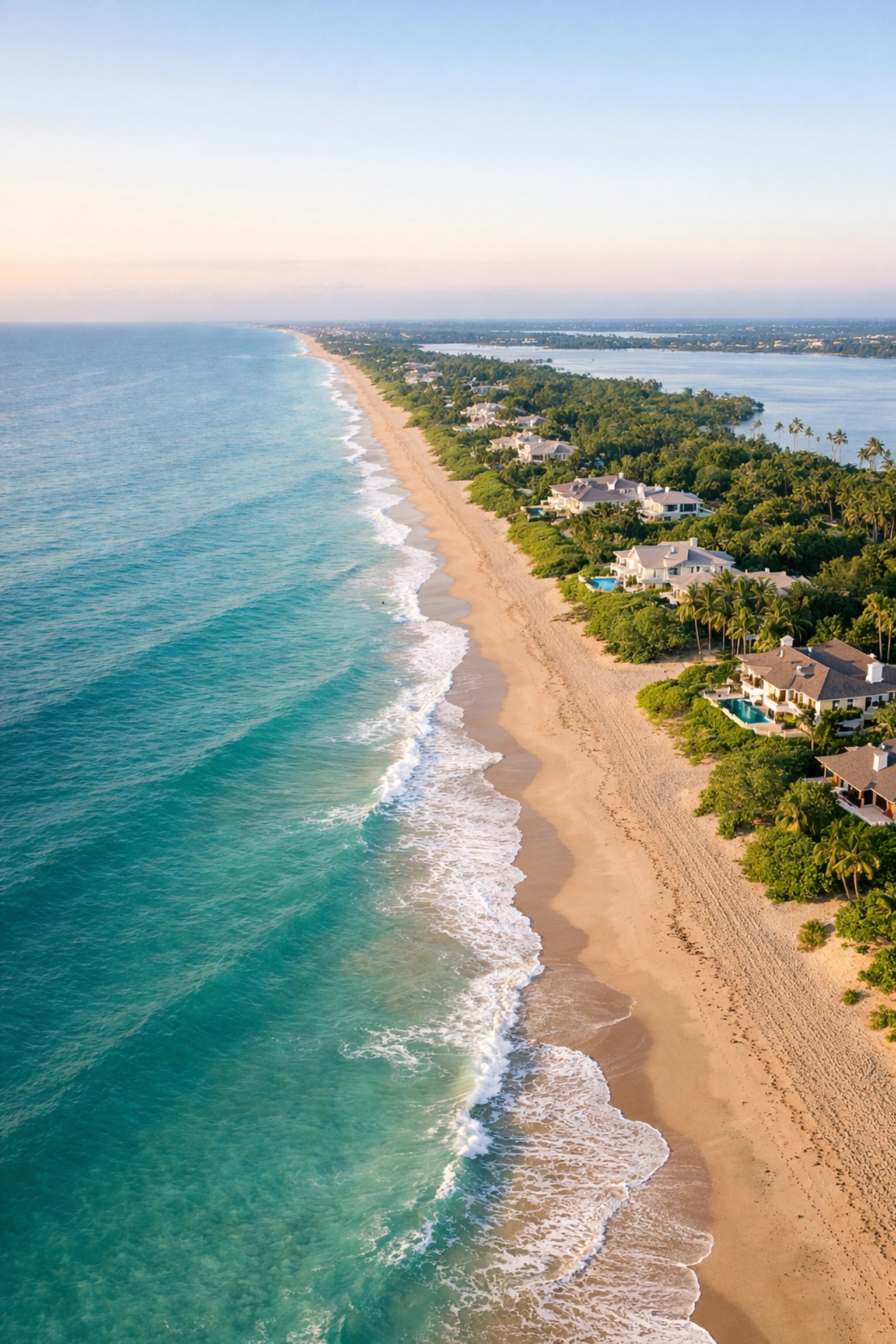 Aerial view of Jupiter Island and Treasure Coast beaches in South Florida